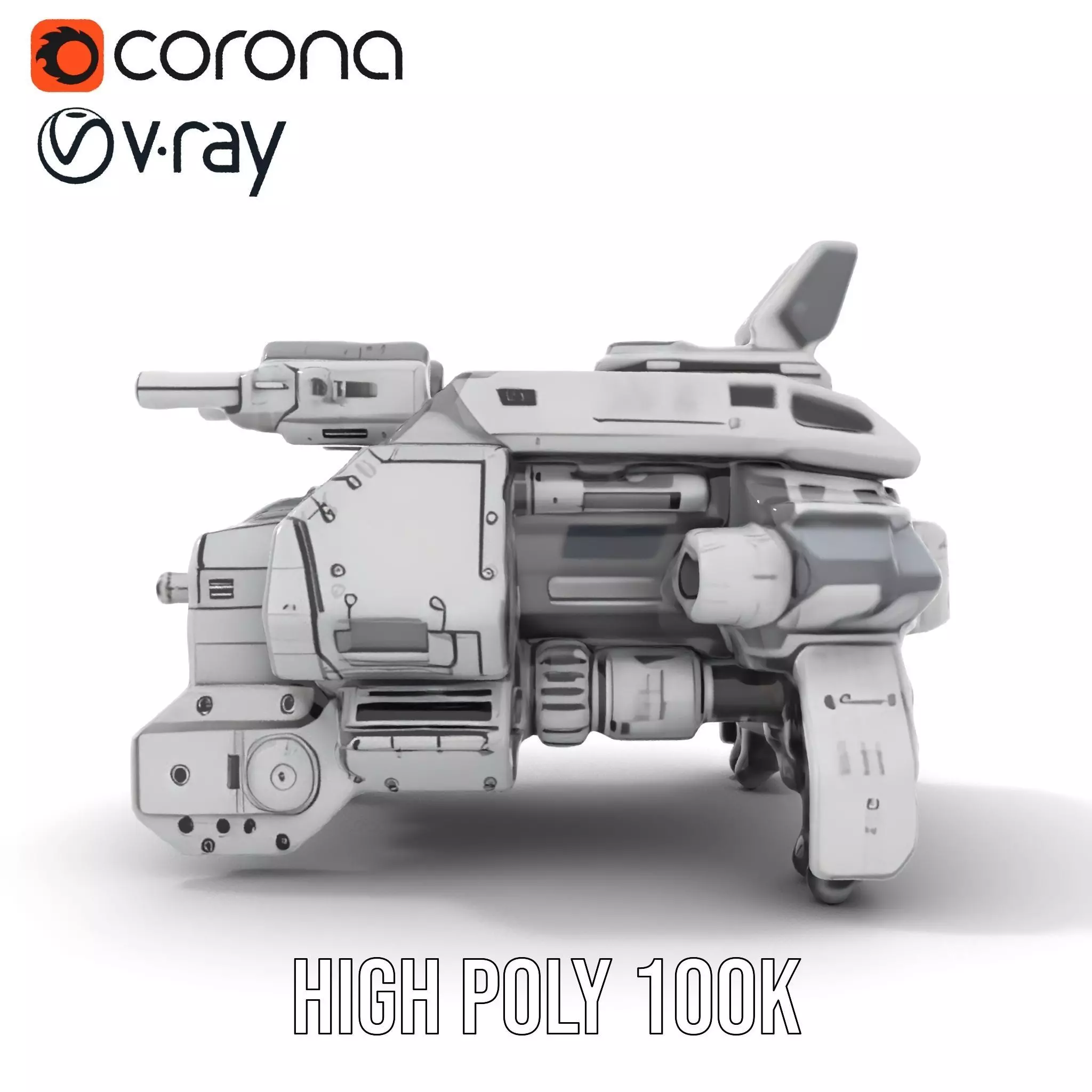 Futuristic Combat Vehicle model pack Low-poly 3D model_29