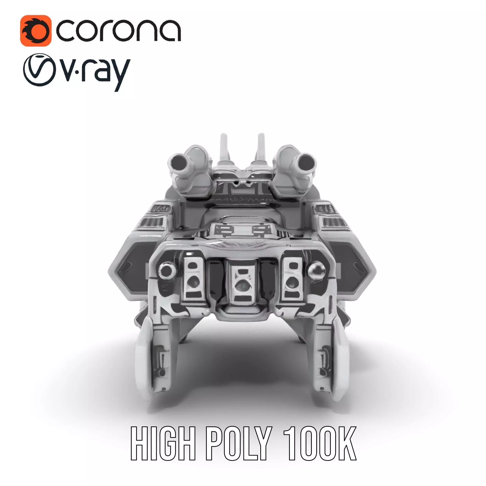 Futuristic Combat Vehicle model pack Low-poly 3D model_23