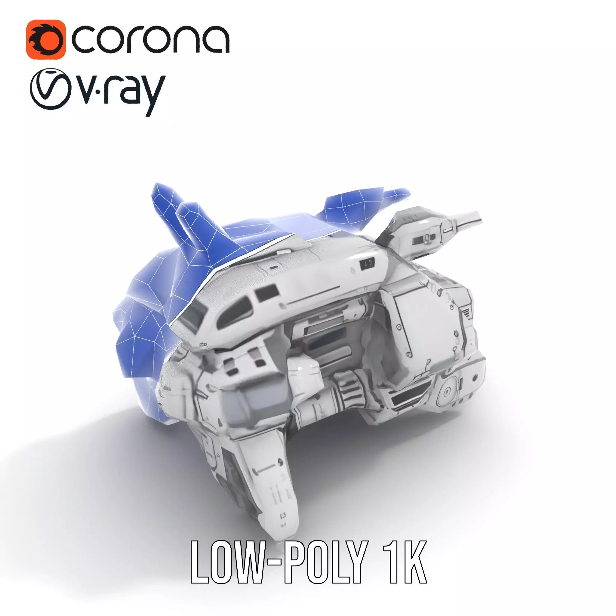 Futuristic Combat Vehicle model pack Low-poly 3D model_17