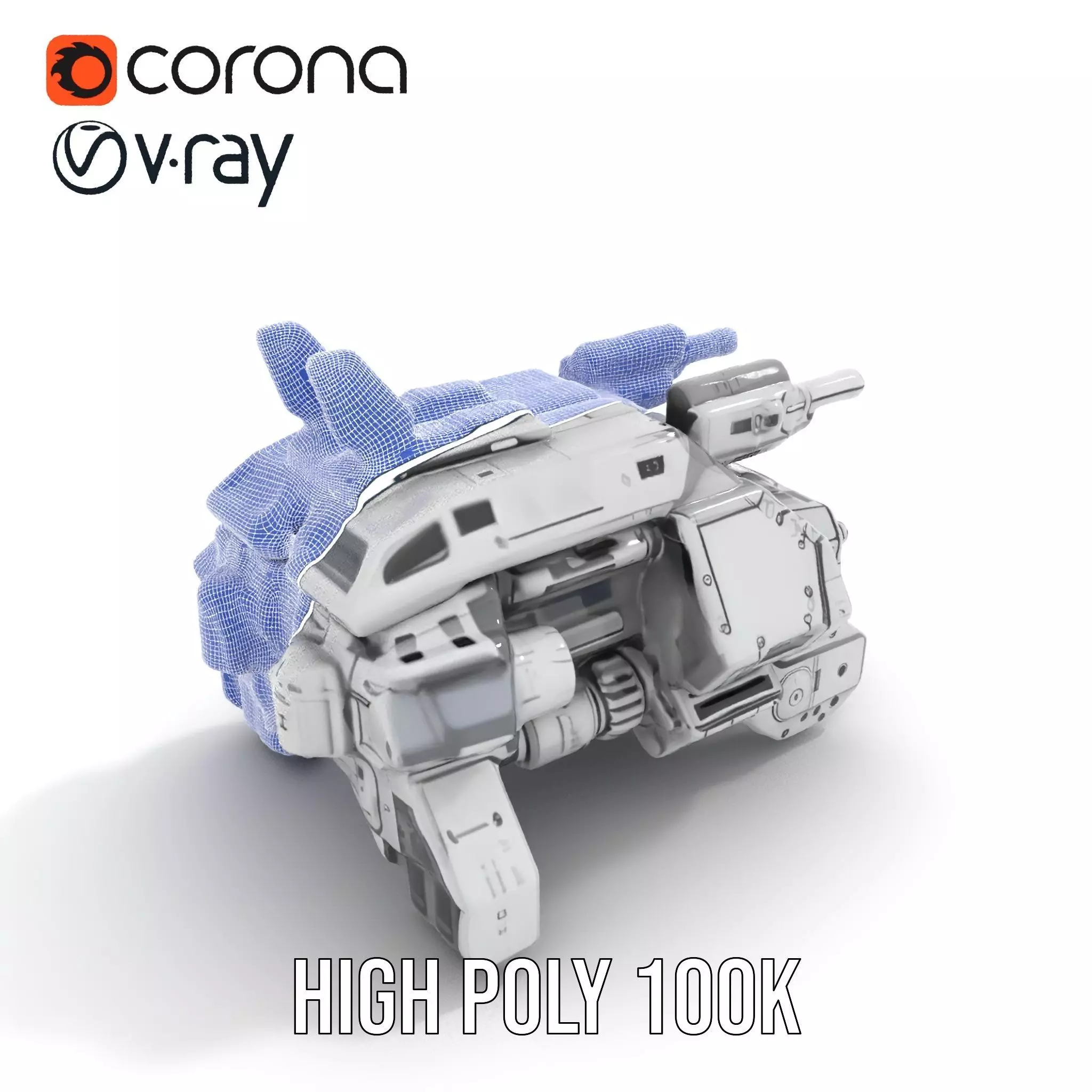 Futuristic Combat Vehicle model pack Low-poly 3D model_15