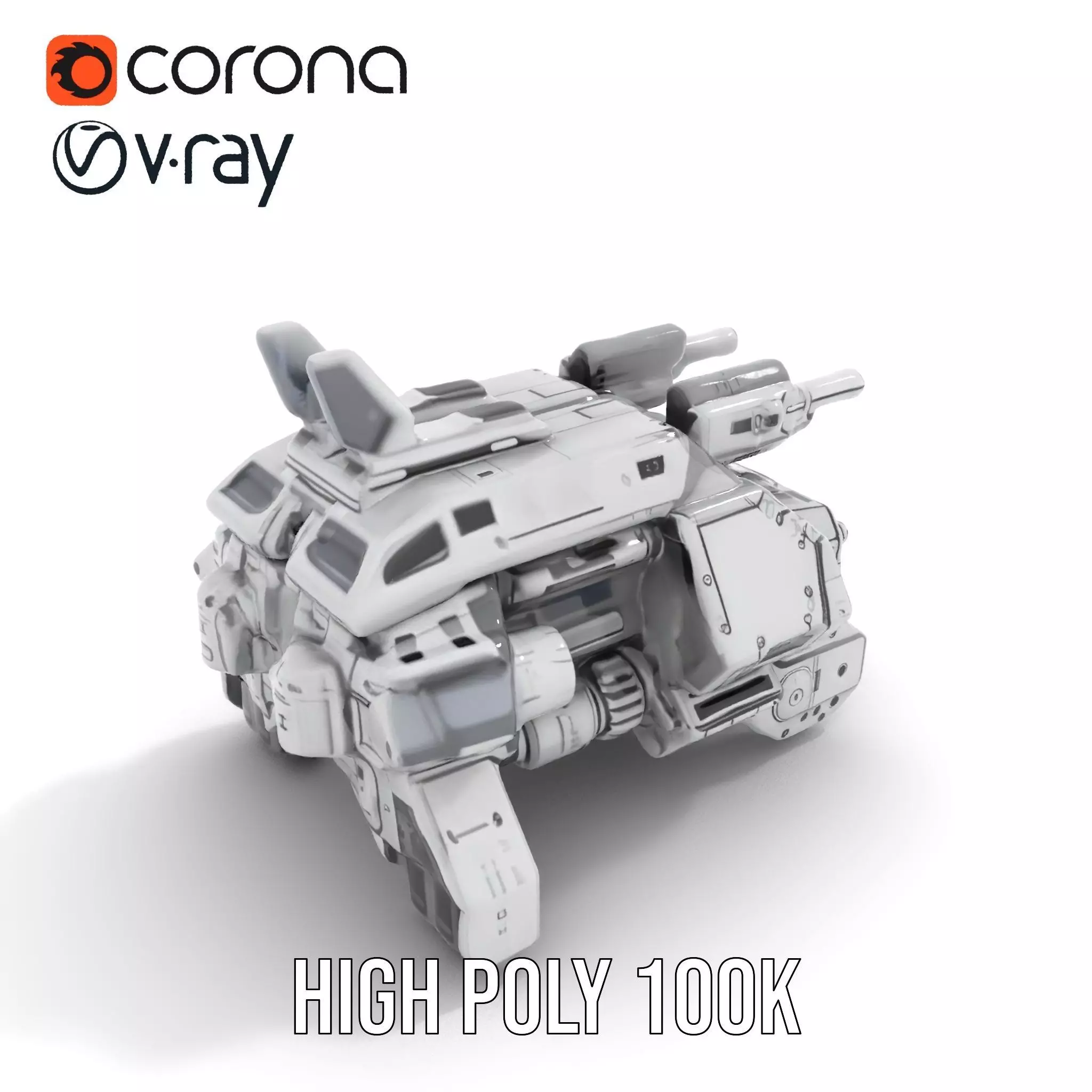 Futuristic Combat Vehicle model pack Low-poly 3D model_20