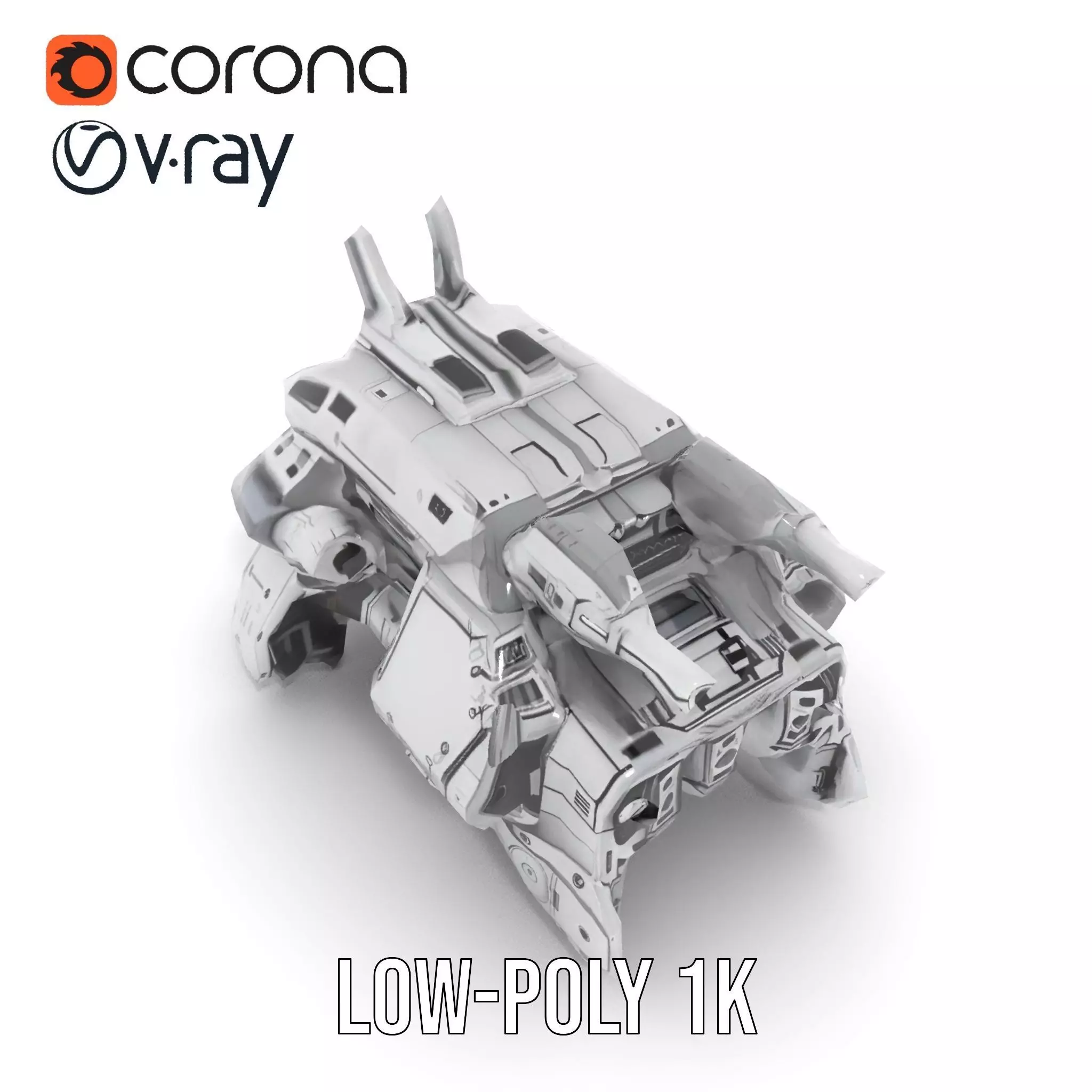 Futuristic Combat Vehicle model pack Low-poly 3D model_12