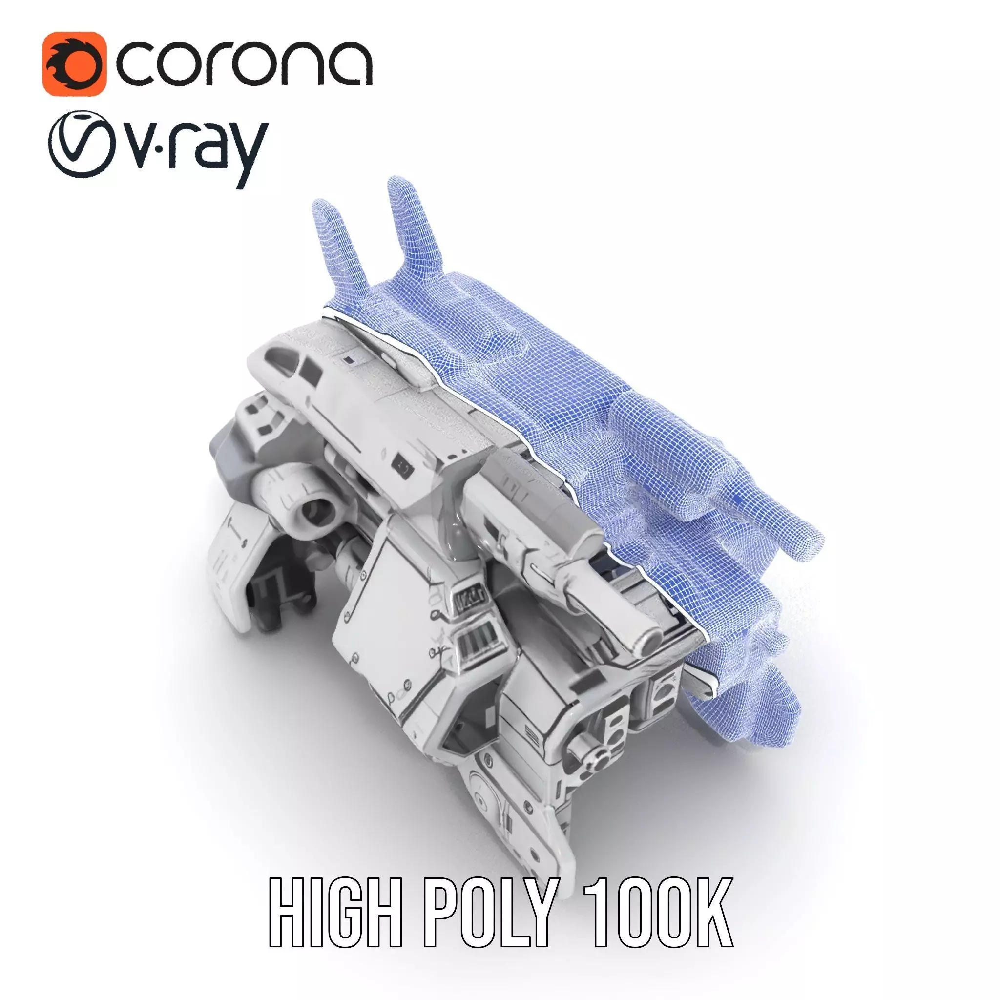 Futuristic Combat Vehicle model pack Low-poly 3D model_26