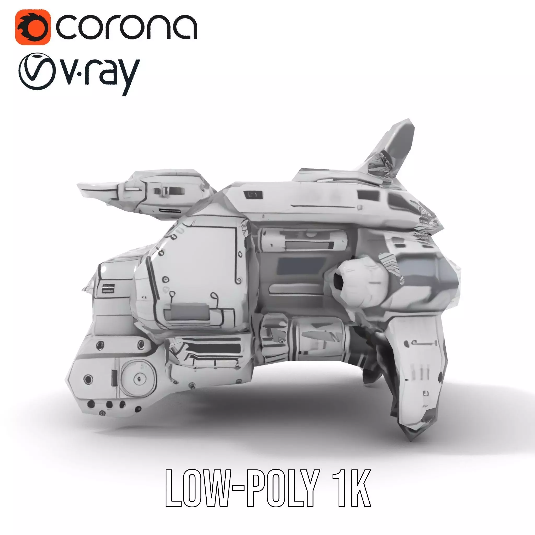 Futuristic Combat Vehicle model pack Low-poly 3D model_14