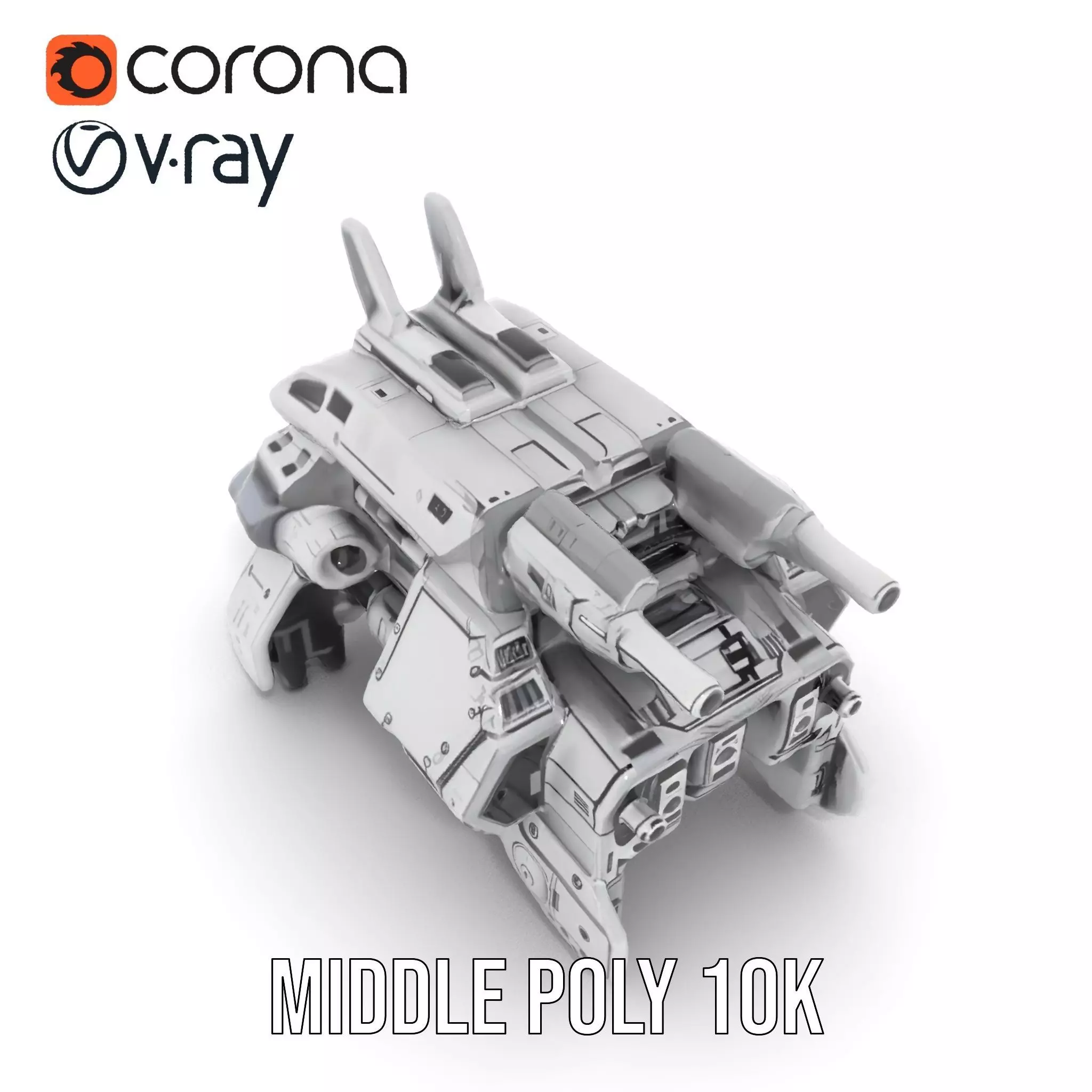 Futuristic Combat Vehicle model pack Low-poly 3D model_6