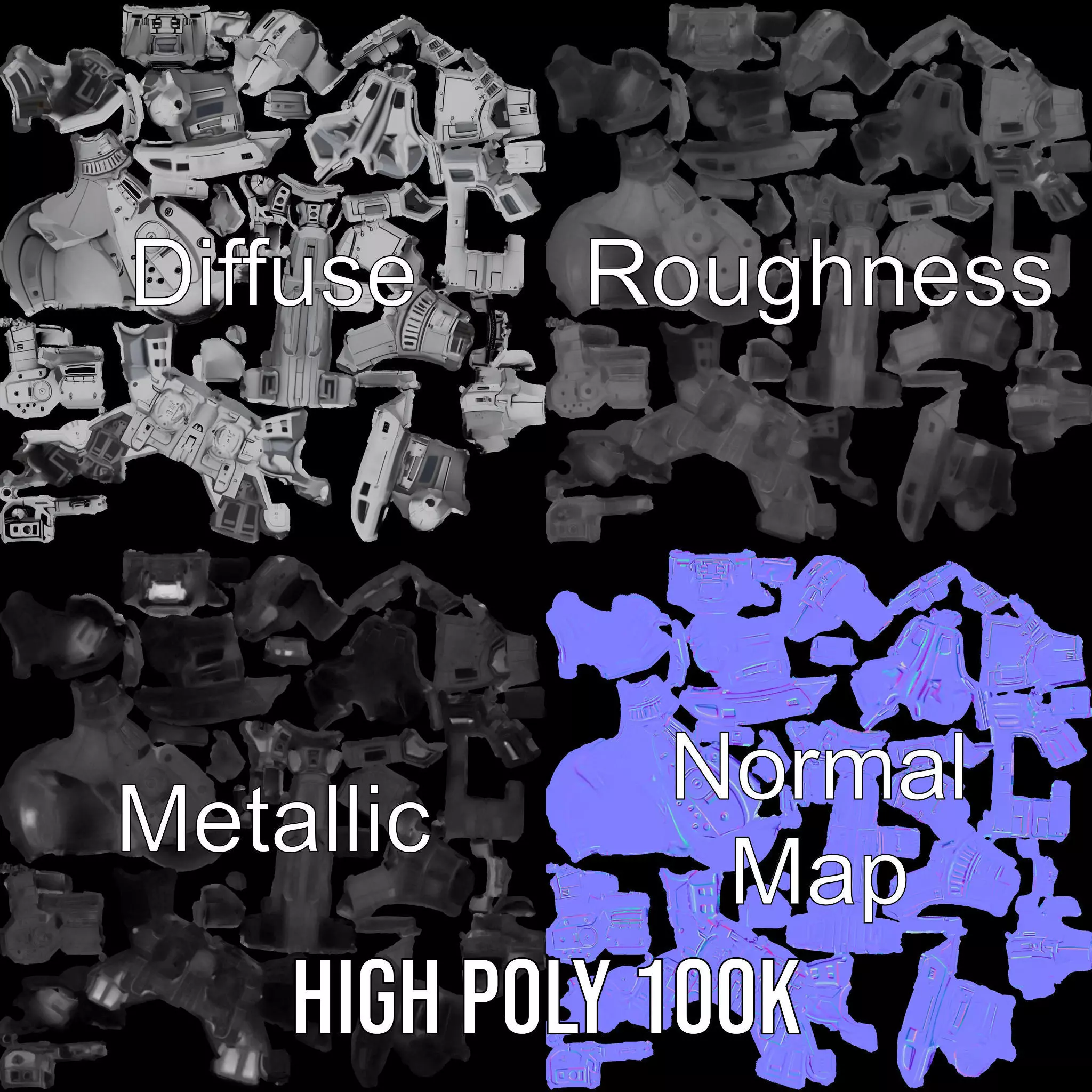 Futuristic Combat Vehicle model pack Low-poly 3D model_3