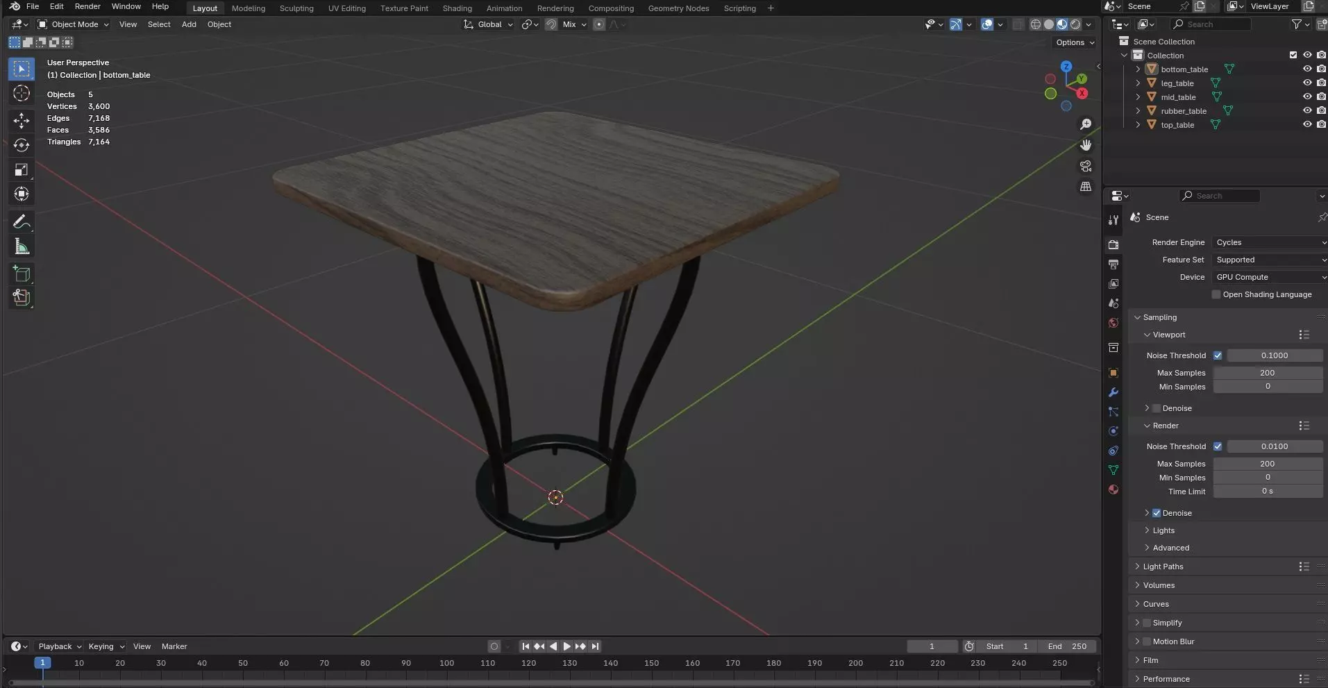 Square Table CG54 3D model_8