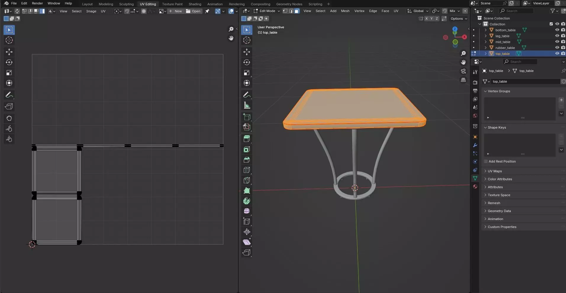 Square Table CG54 3D model_9