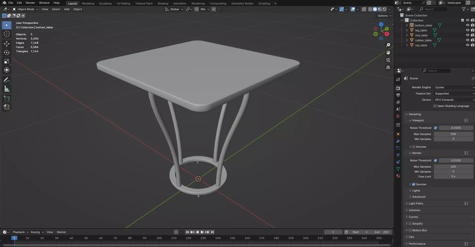 Square Table CG54 3D model_7