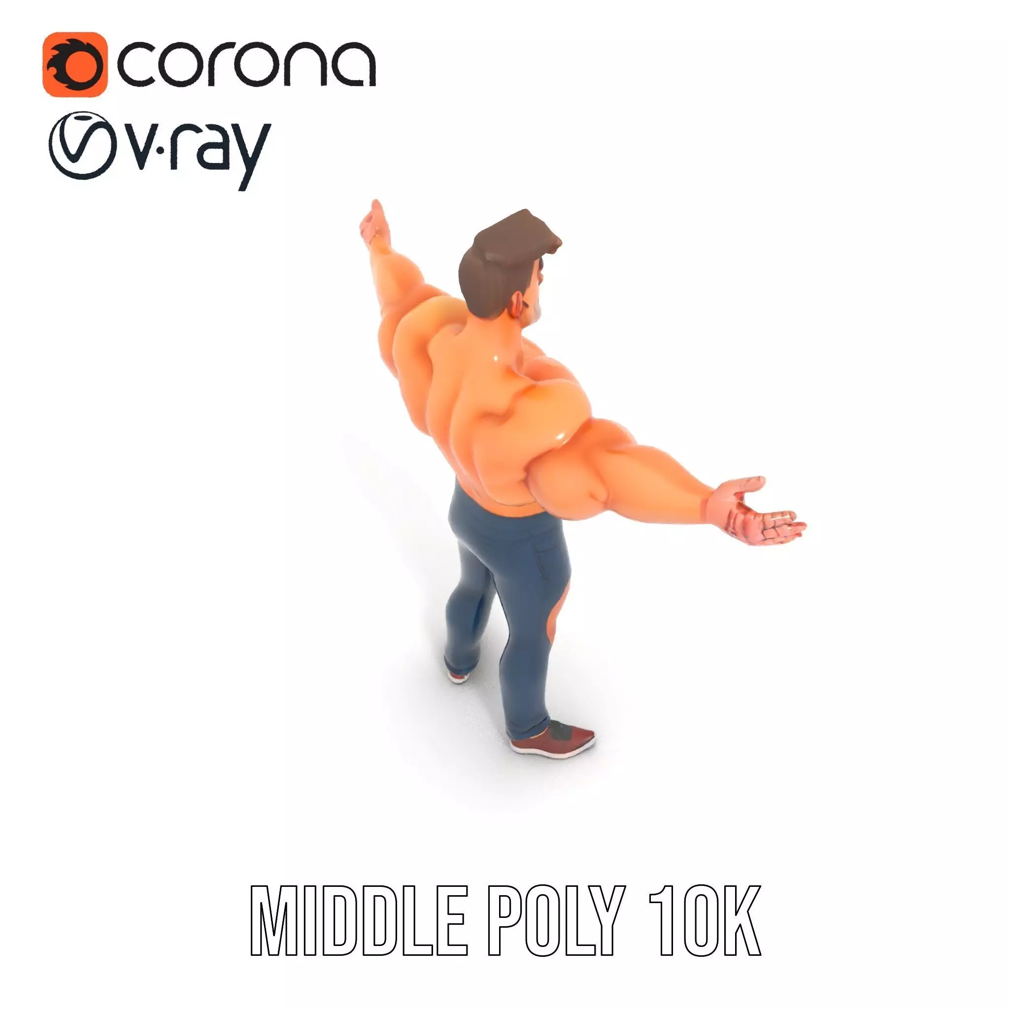 Muscular Hero Character model pack Low-poly 3D model_6