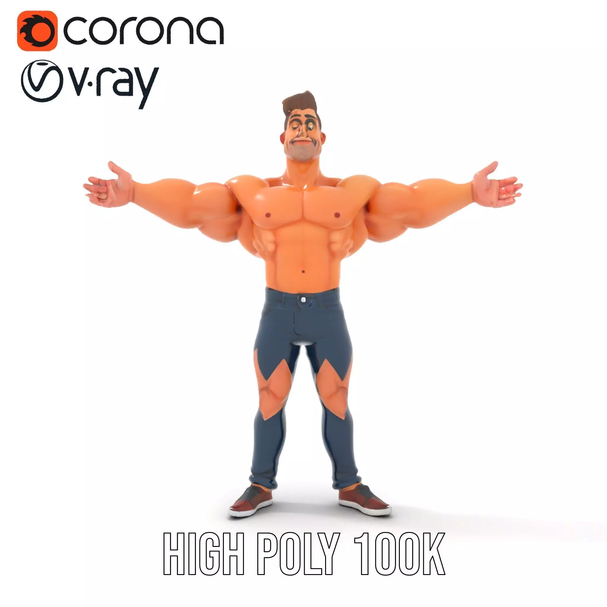 Muscular Hero Character model pack Low-poly 3D model_28