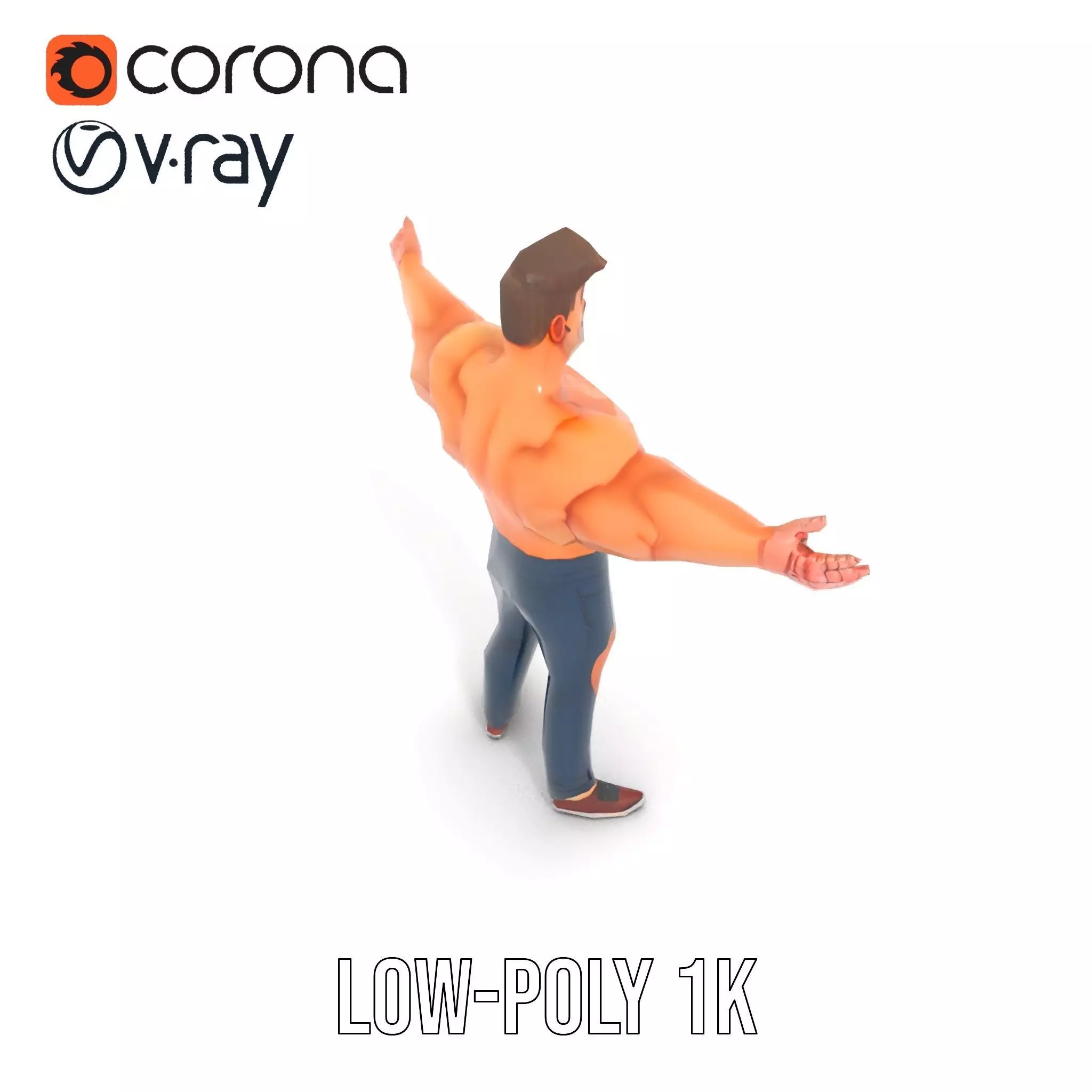 Muscular Hero Character model pack Low-poly 3D model_7