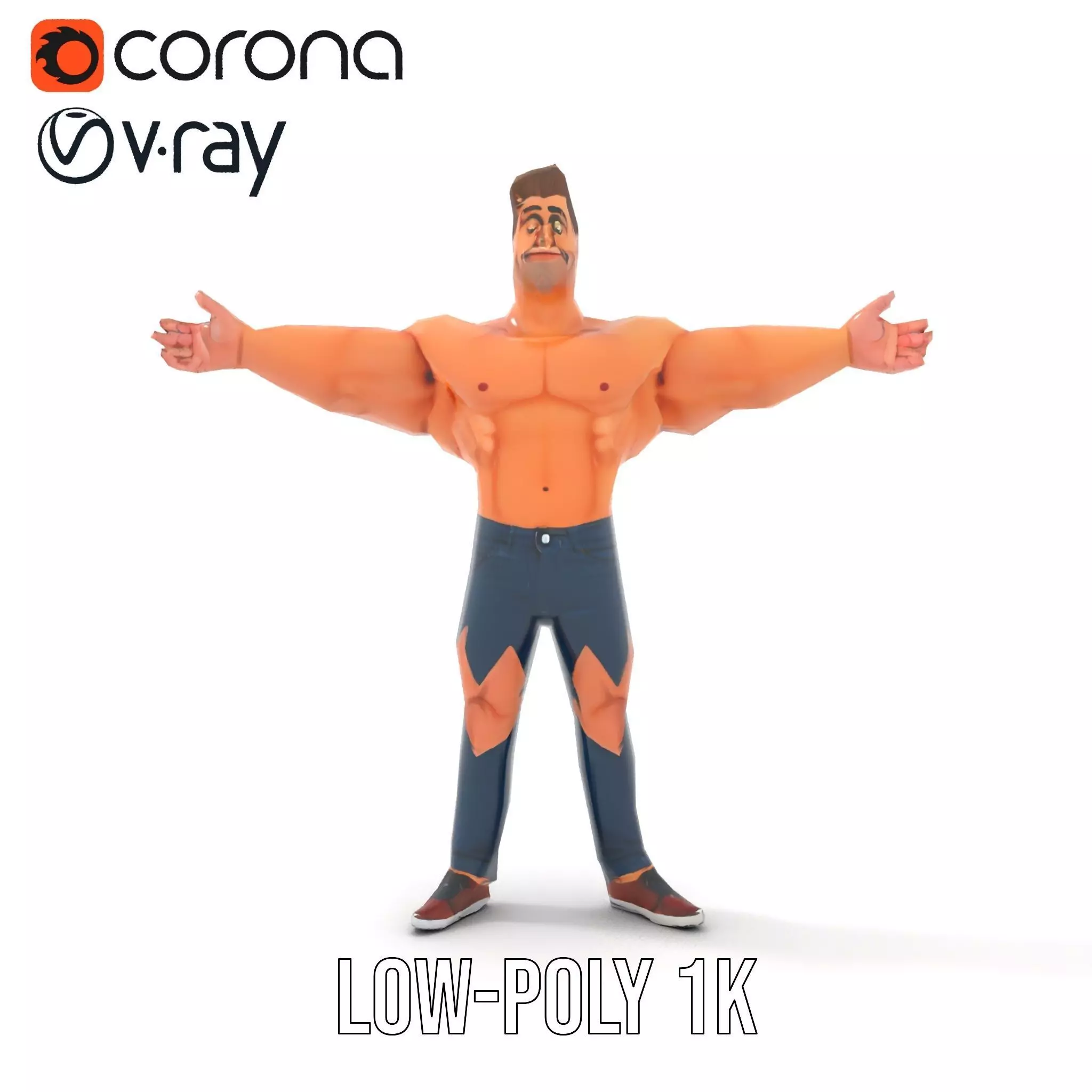 Muscular Hero Character model pack Low-poly 3D model_21