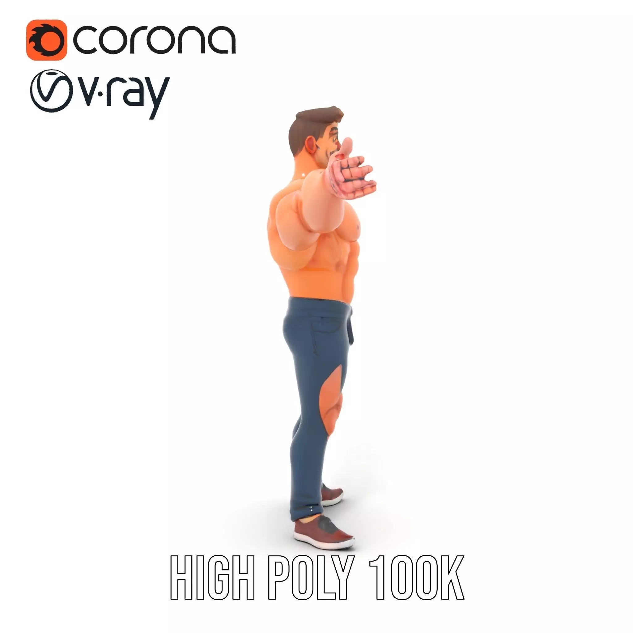 Muscular Hero Character model pack Low-poly 3D model_33