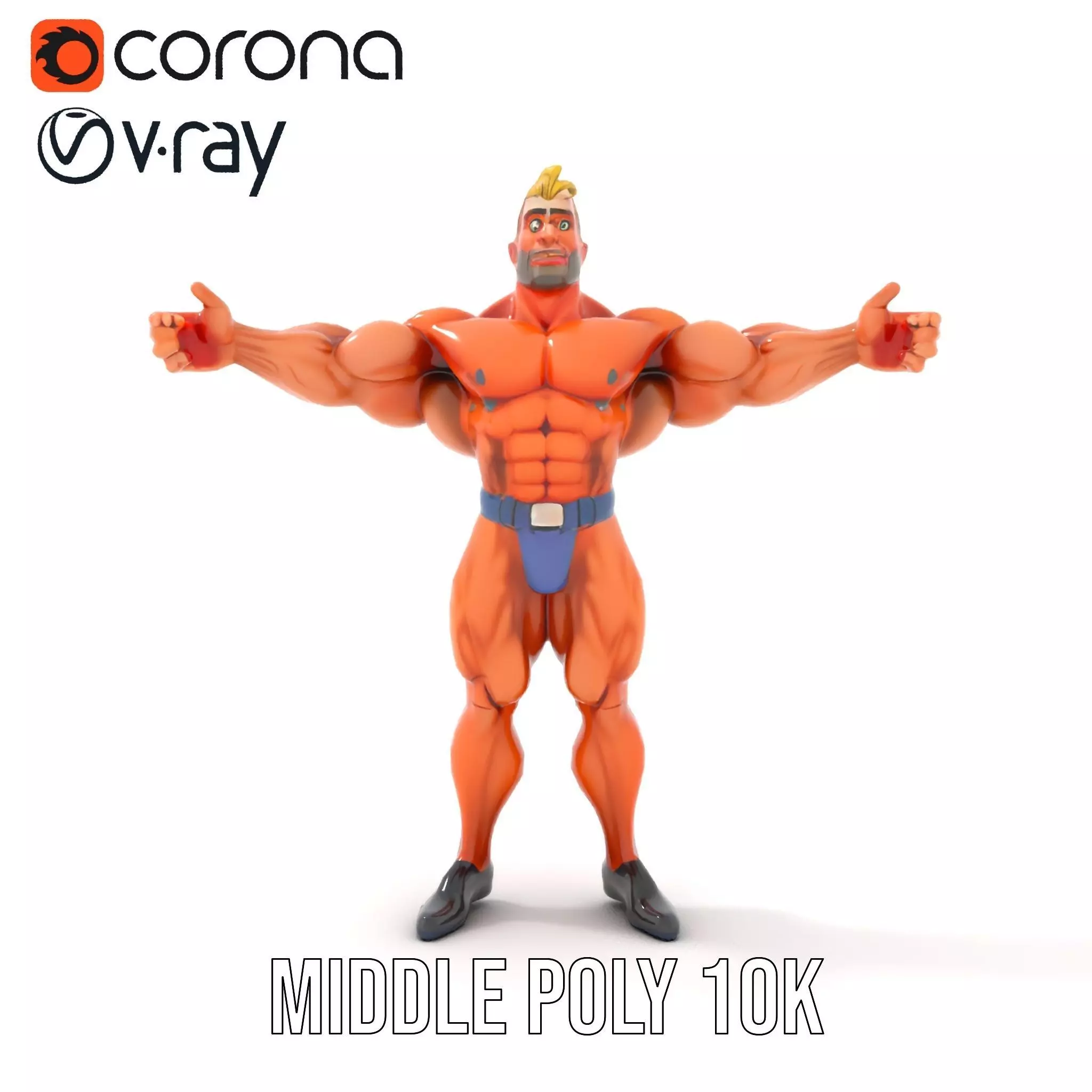 Muscular Heroic Figure model pack Low-poly 3D model_5