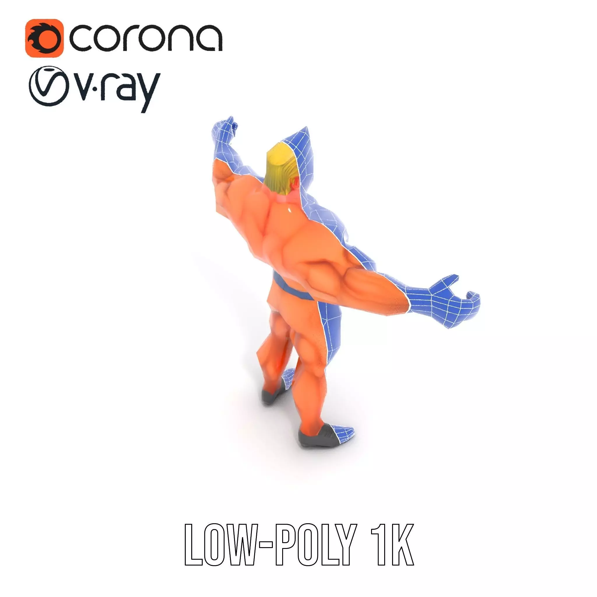 Muscular Heroic Figure model pack Low-poly 3D model_22