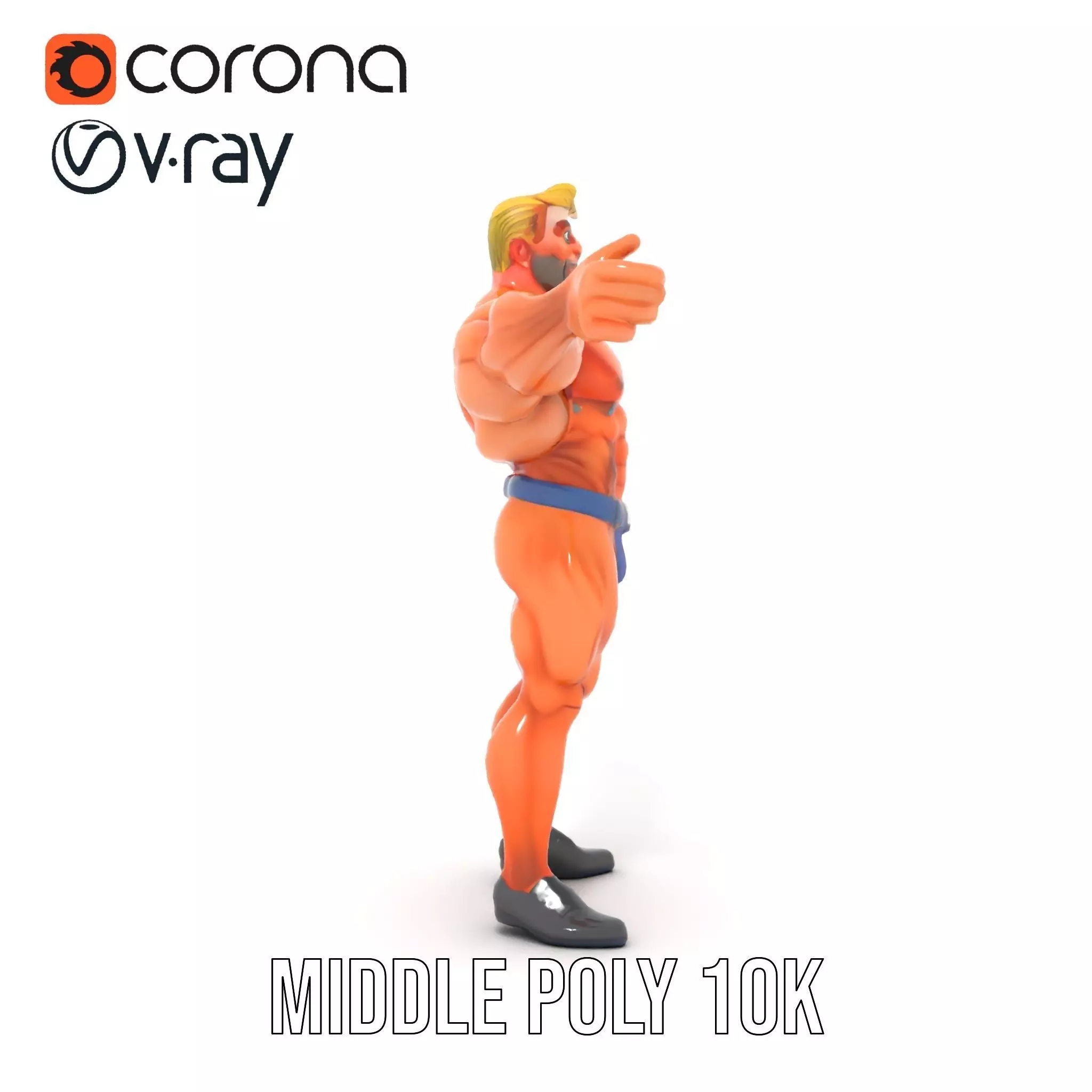 Muscular Heroic Figure model pack Low-poly 3D model_11
