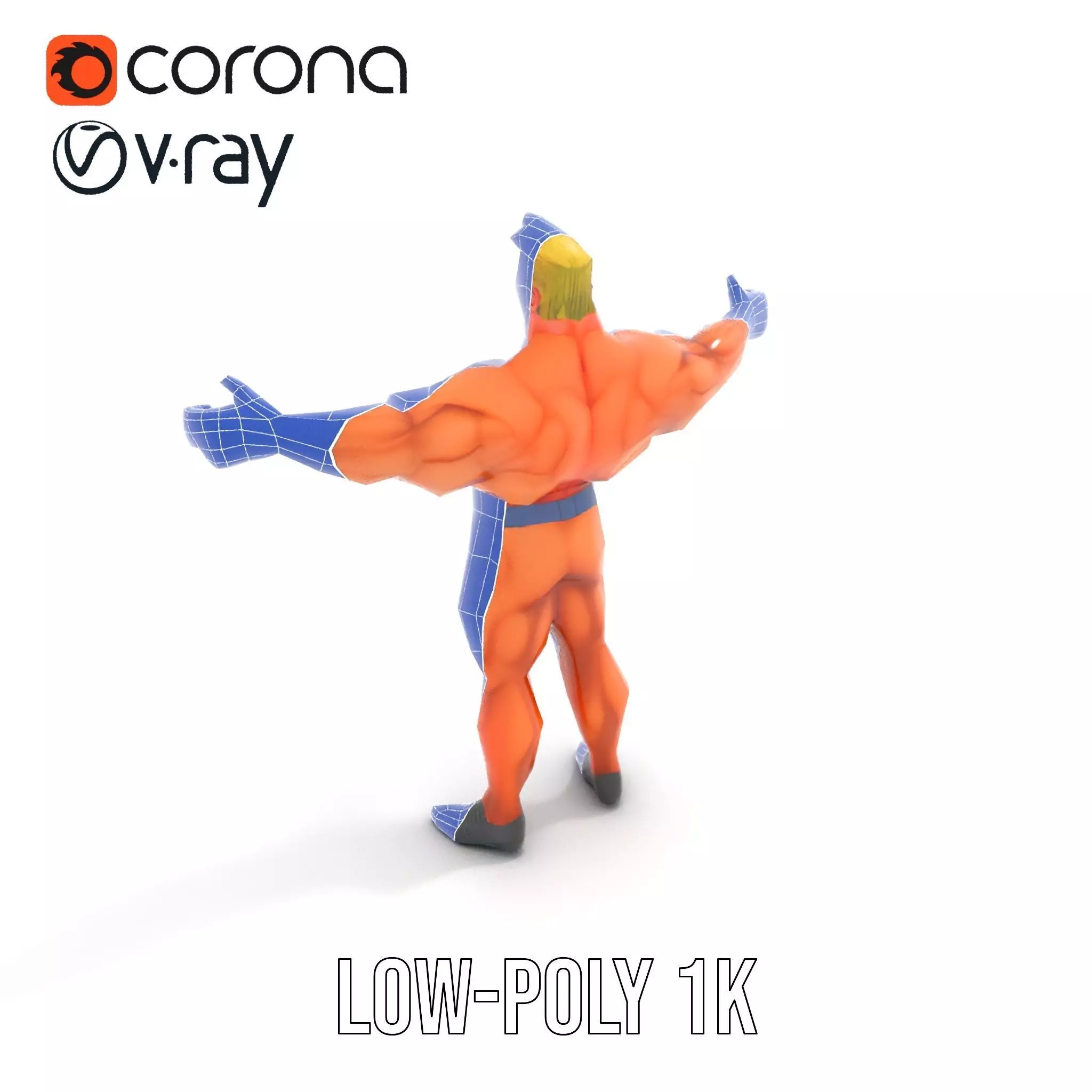 Muscular Heroic Figure model pack Low-poly 3D model_30