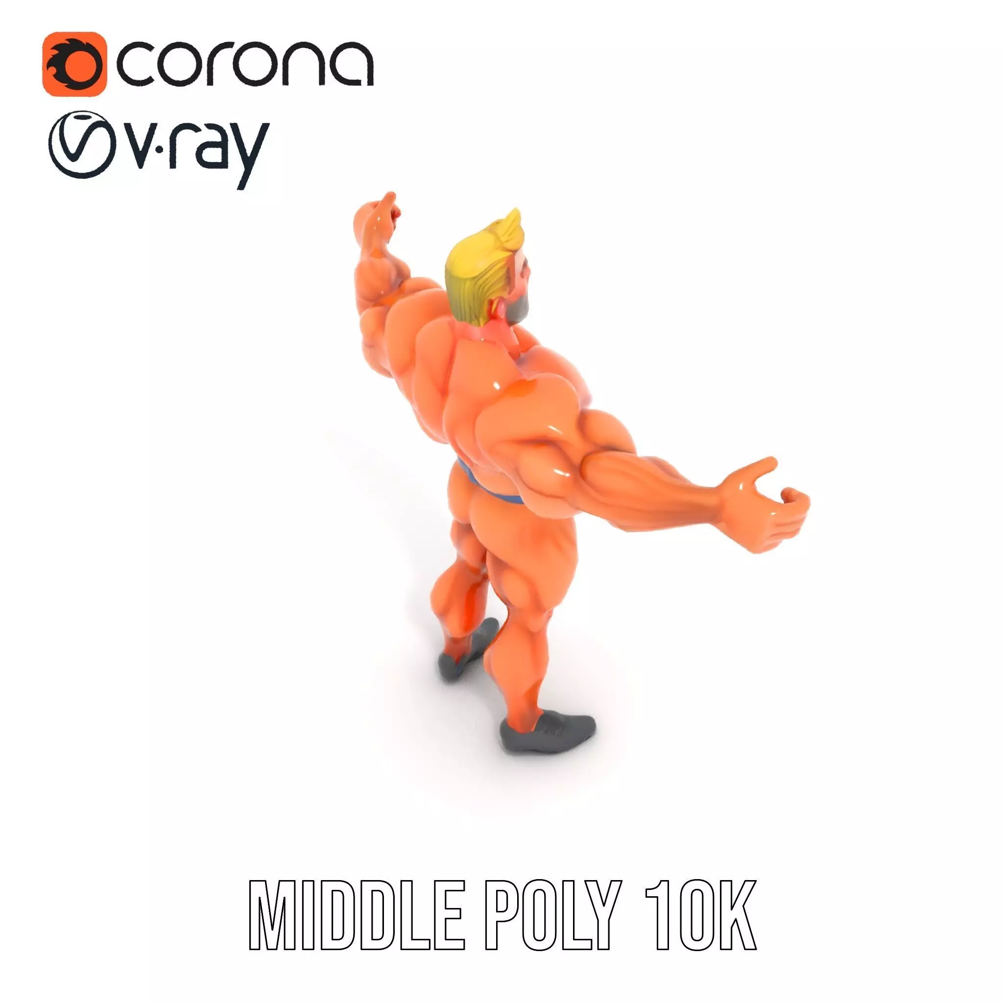 Muscular Heroic Figure model pack Low-poly 3D model_6