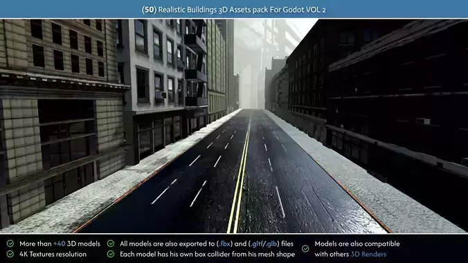Realistic Buildings 3D Assets Pack For Godot Vol 2