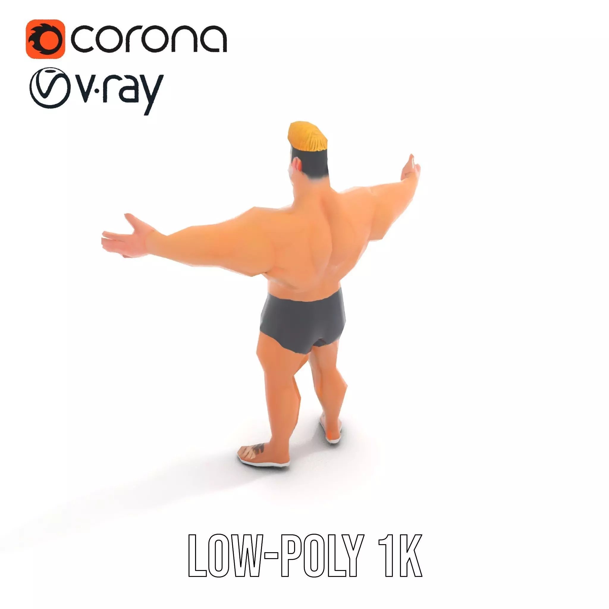 Muscular Cartoon Hero model pack Low-poly 3D model_22