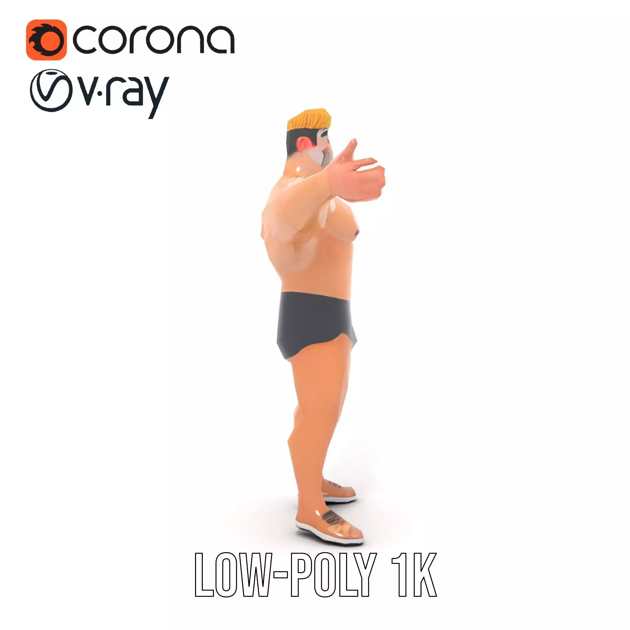 Muscular Cartoon Hero model pack Low-poly 3D model_12