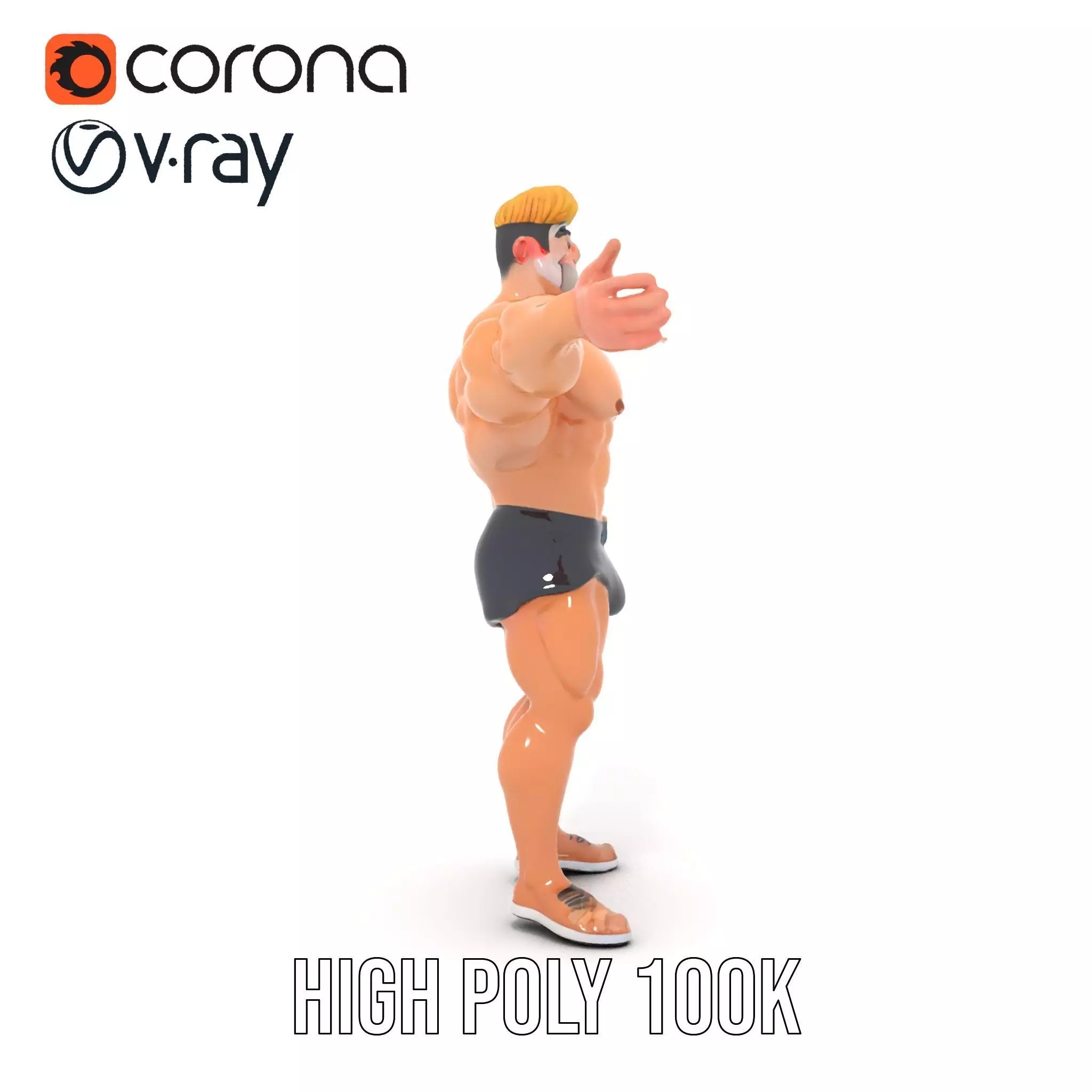 Muscular Cartoon Hero model pack Low-poly 3D model_29