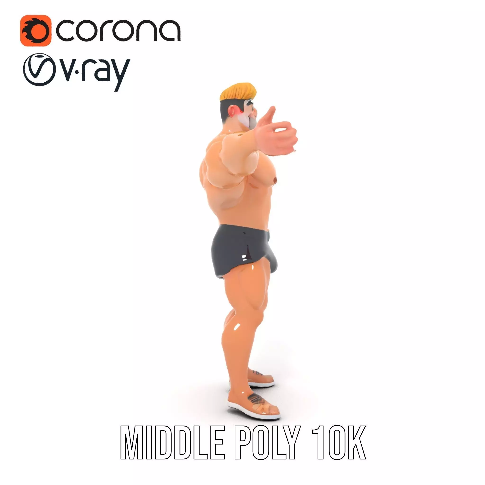 Muscular Cartoon Hero model pack Low-poly 3D model_16