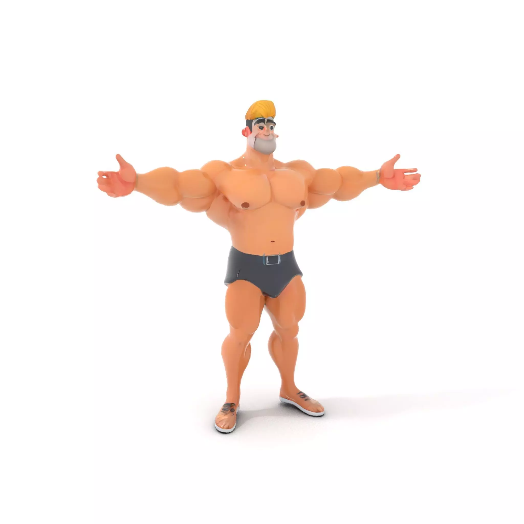 Muscular Cartoon Hero model pack Low-poly 3D model_6