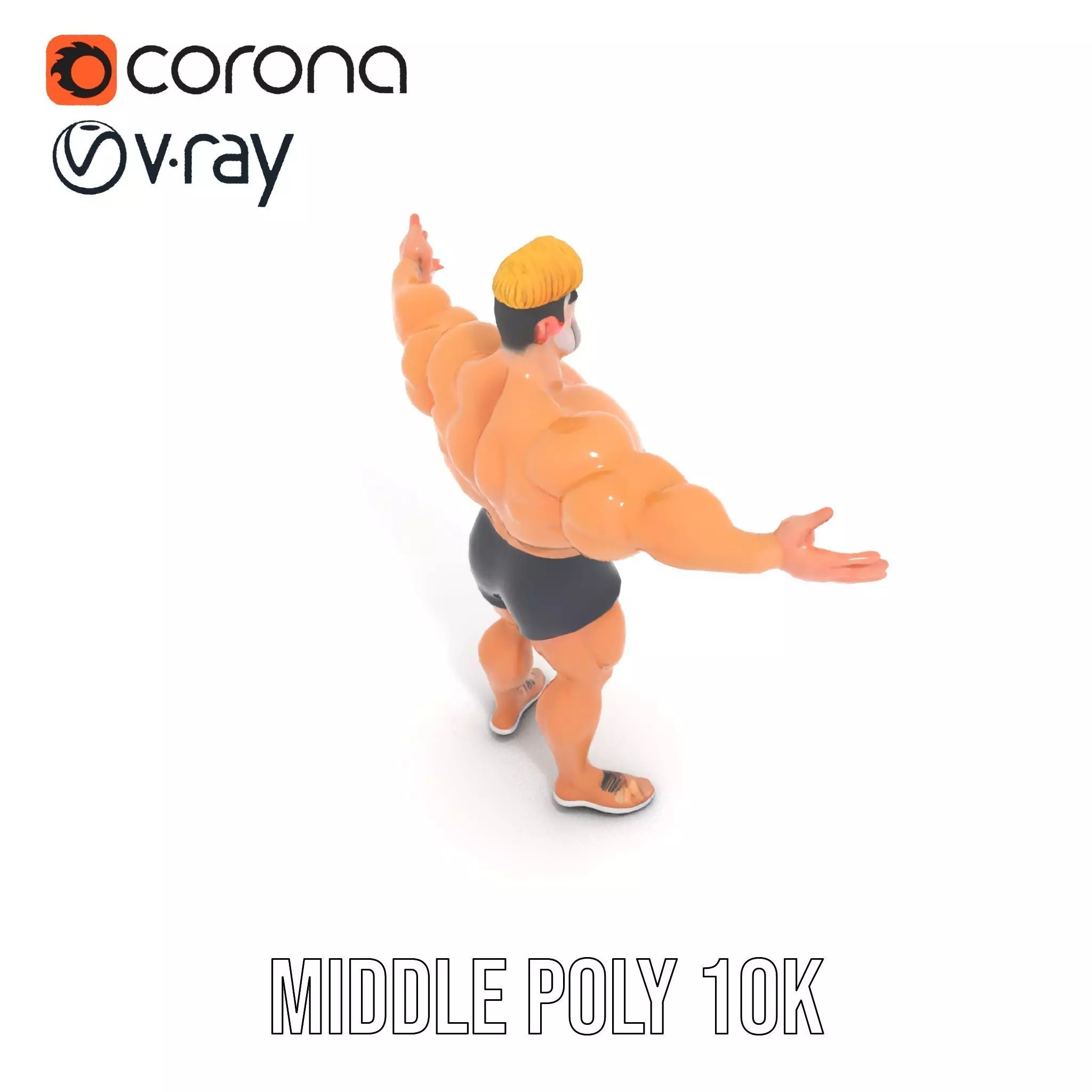 Muscular Cartoon Hero model pack Low-poly 3D model_11