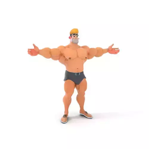 Muscular Cartoon Hero model pack Low-poly 3D model