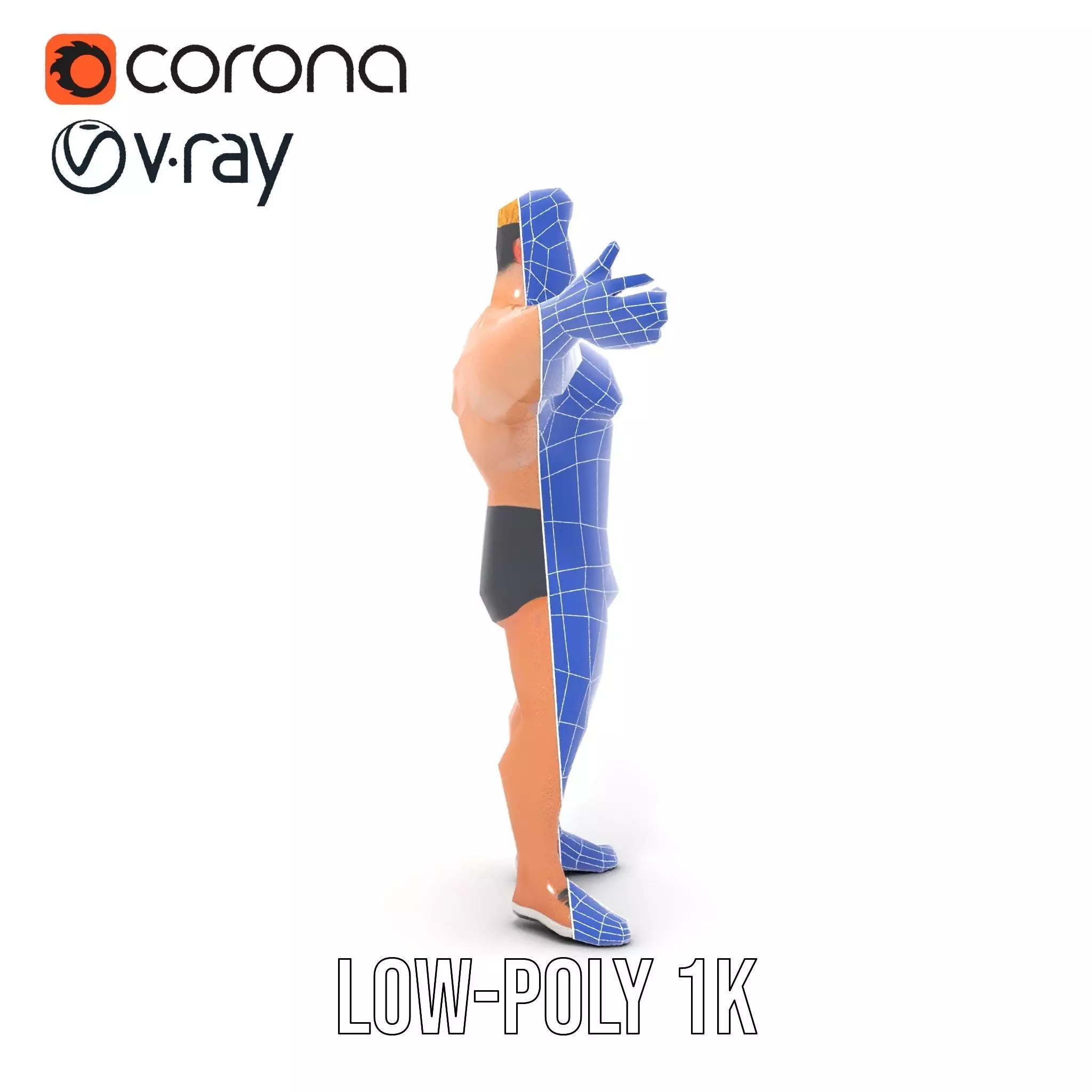 Muscular Cartoon Hero model pack Low-poly 3D model_25