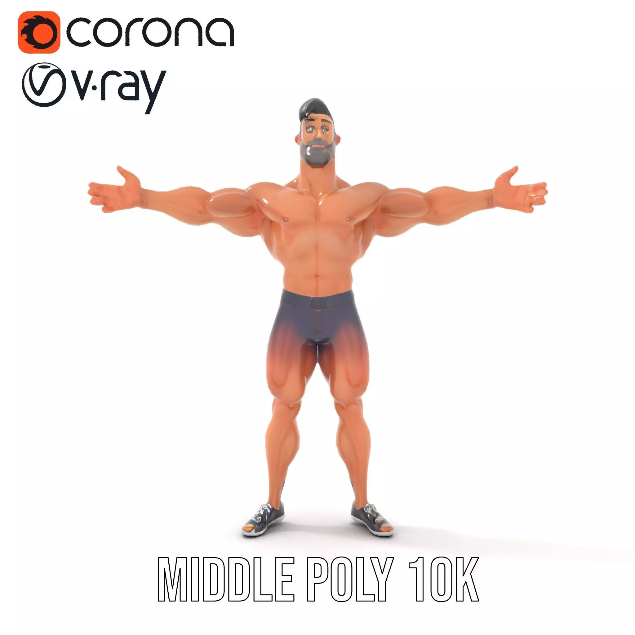 Heroic Muscle Man model pack Low-poly 3D model_23