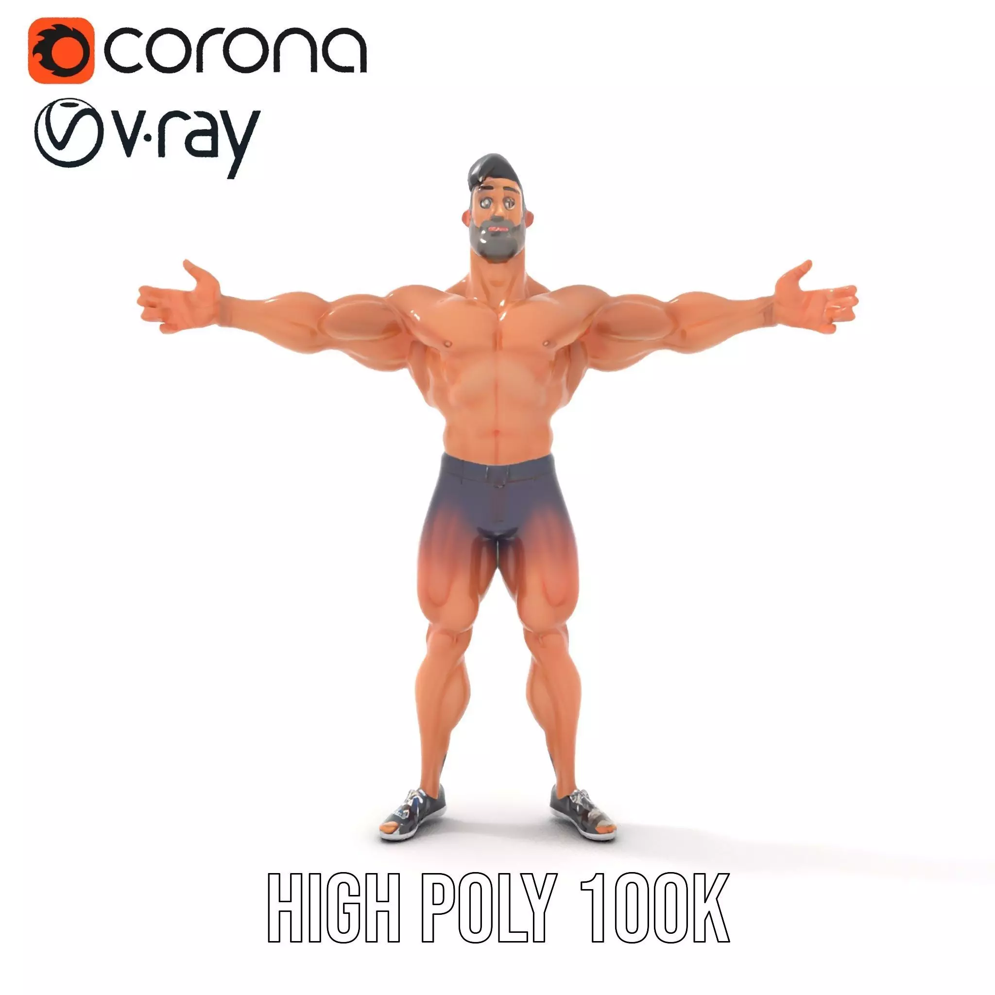Heroic Muscle Man model pack Low-poly 3D model_28