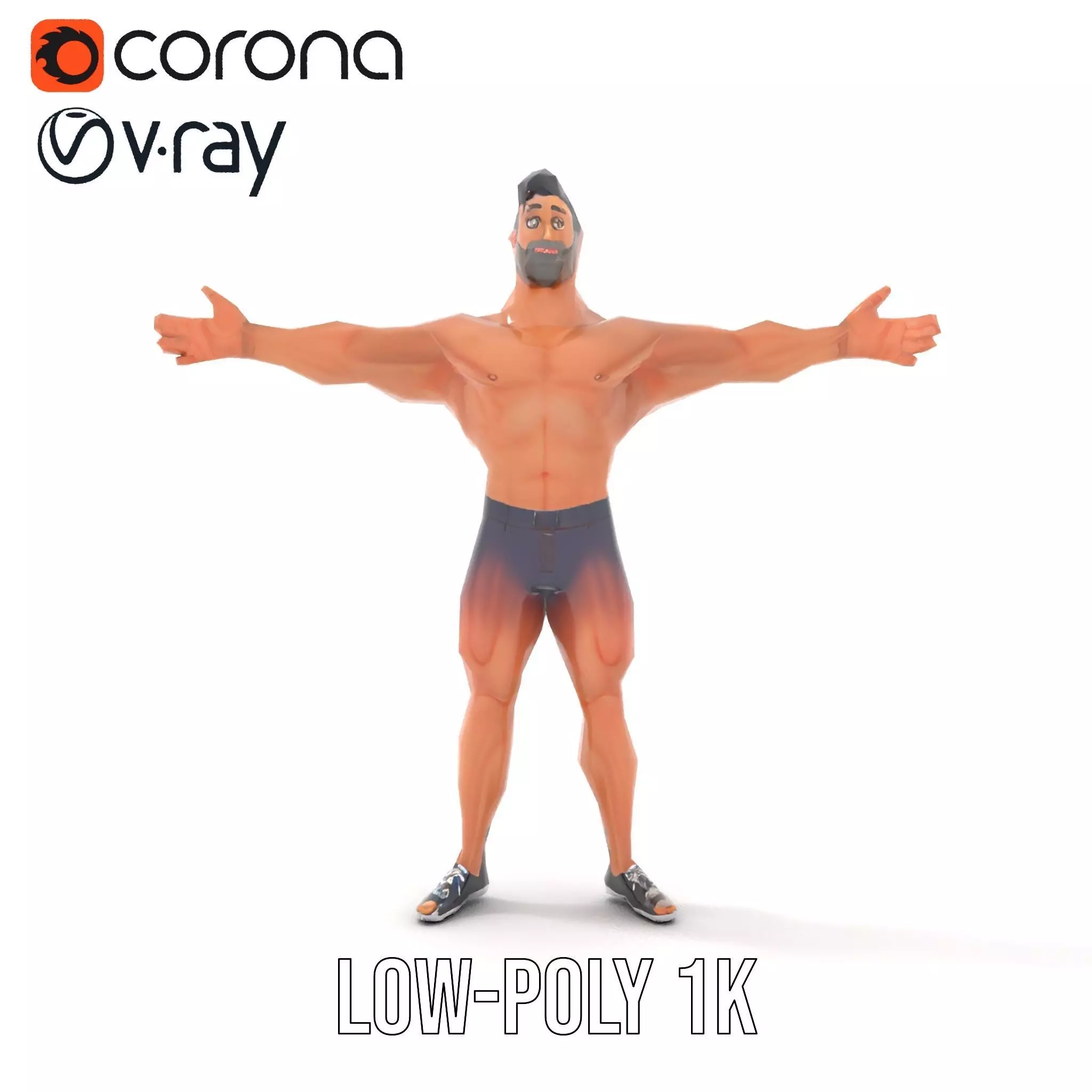 Heroic Muscle Man model pack Low-poly 3D model_9