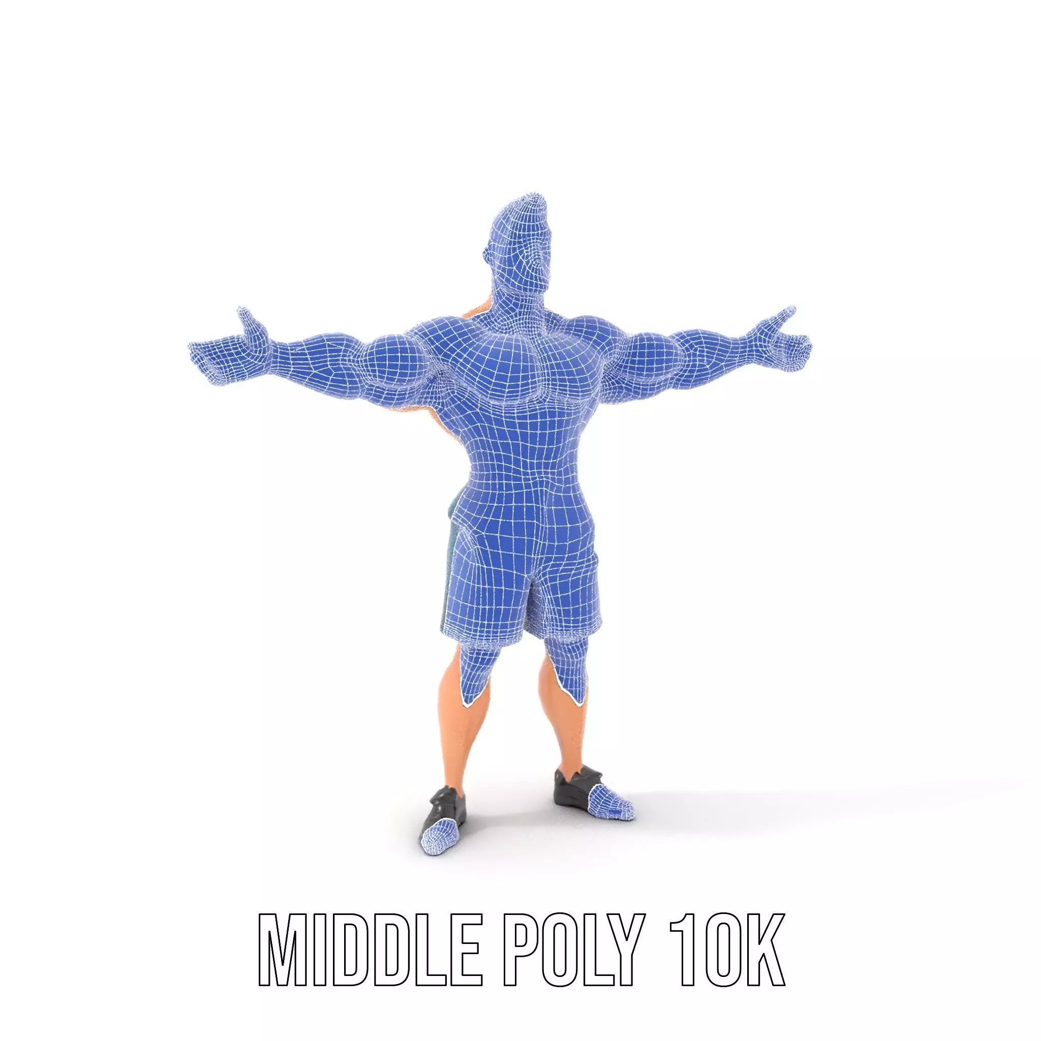 Cartoon Muscle Man Blue Shorts model pack Low-poly 3D model_15