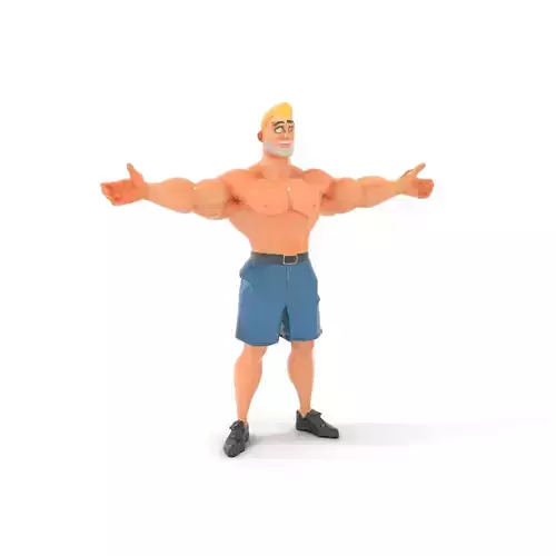 Cartoon Muscle Man Blue Shorts model pack Low-poly 3D model