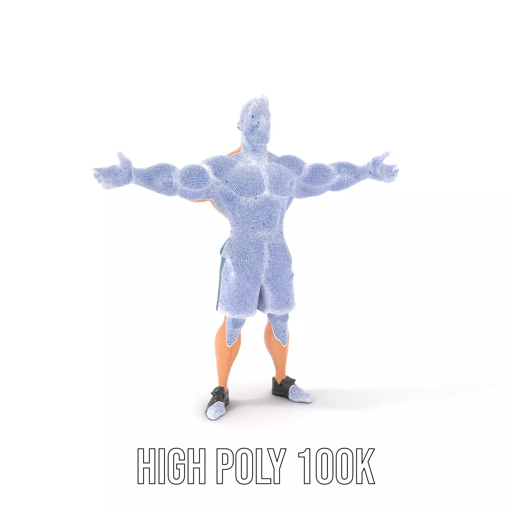 Cartoon Muscle Man Blue Shorts model pack Low-poly 3D model_4