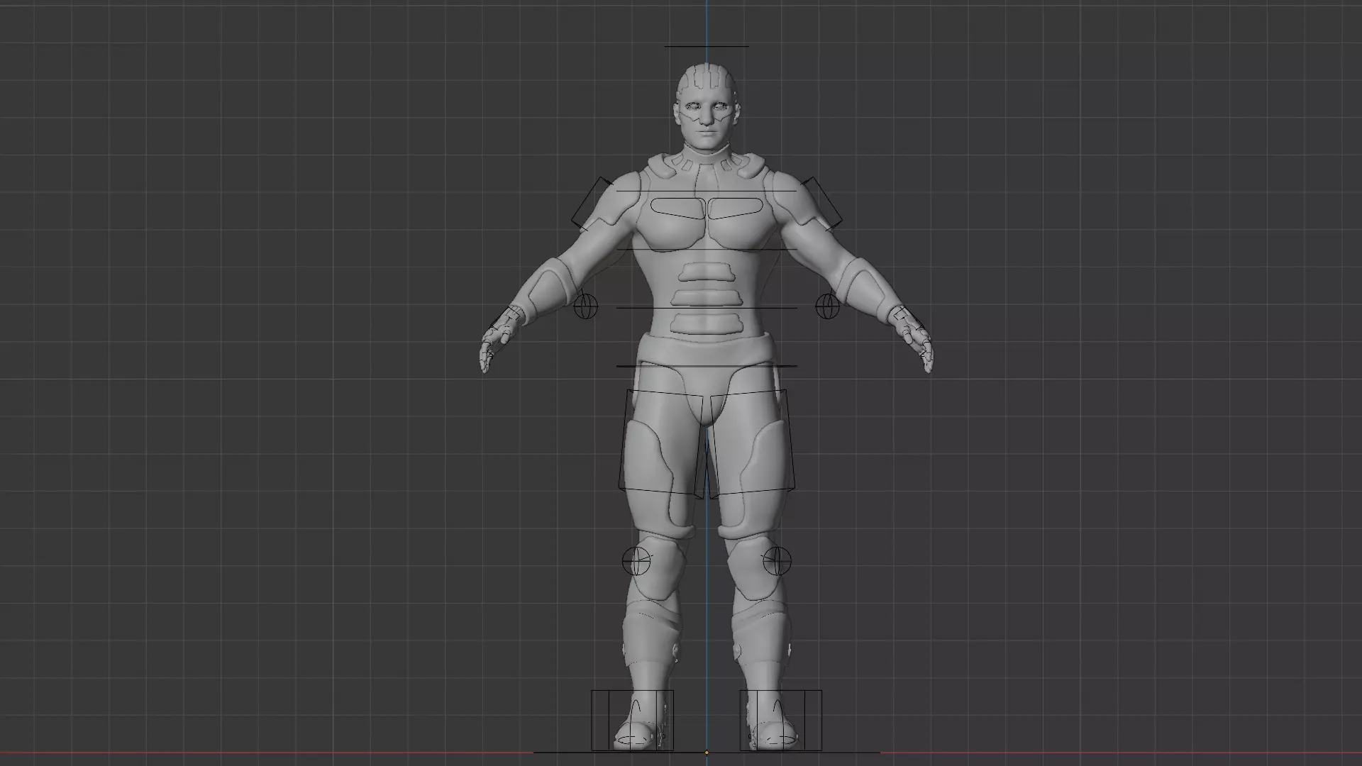Futuristic Armored Superhero Rigged 3D Character Low-poly 3D model_13
