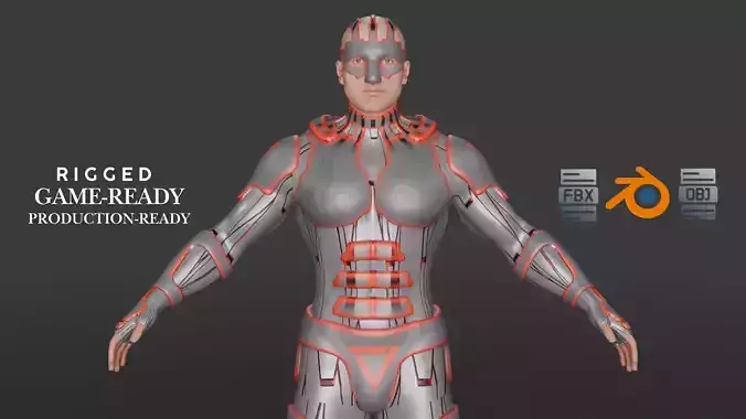 Futuristic Armored Superhero Rigged 3D Character