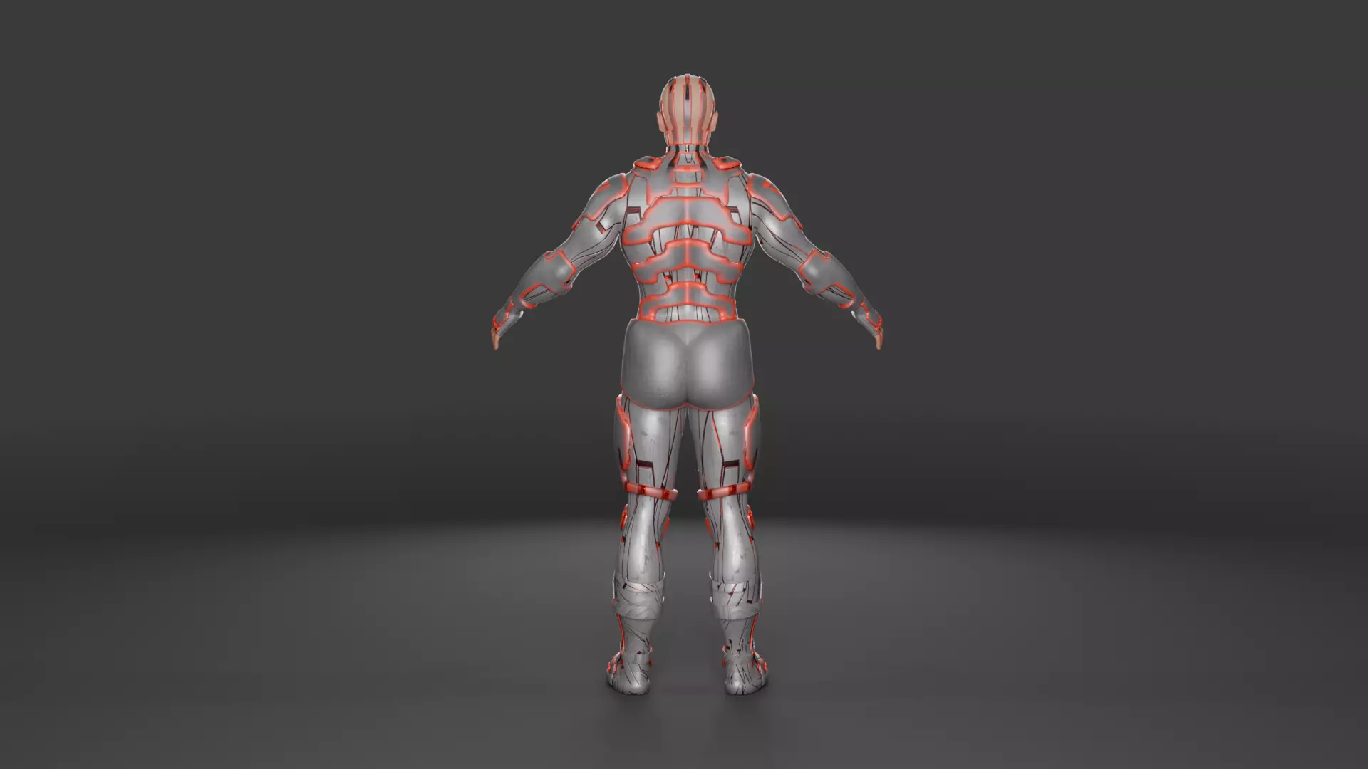 Futuristic Armored Superhero Rigged 3D Character Low-poly 3D model_4