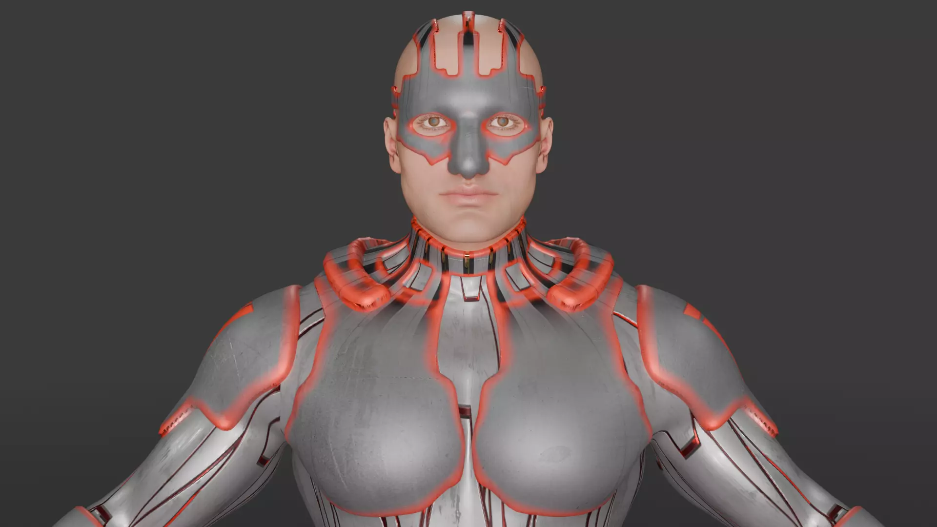 Futuristic Armored Superhero Rigged 3D Character Low-poly 3D model_1