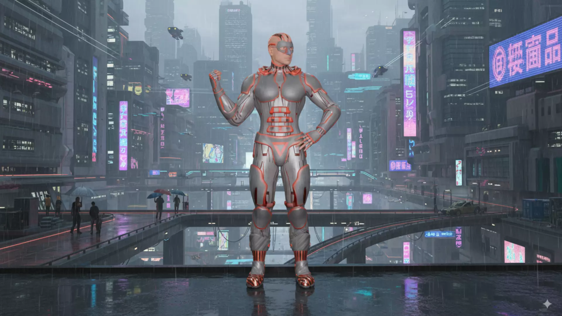 Futuristic Armored Superhero Rigged 3D Character Low-poly 3D model_10