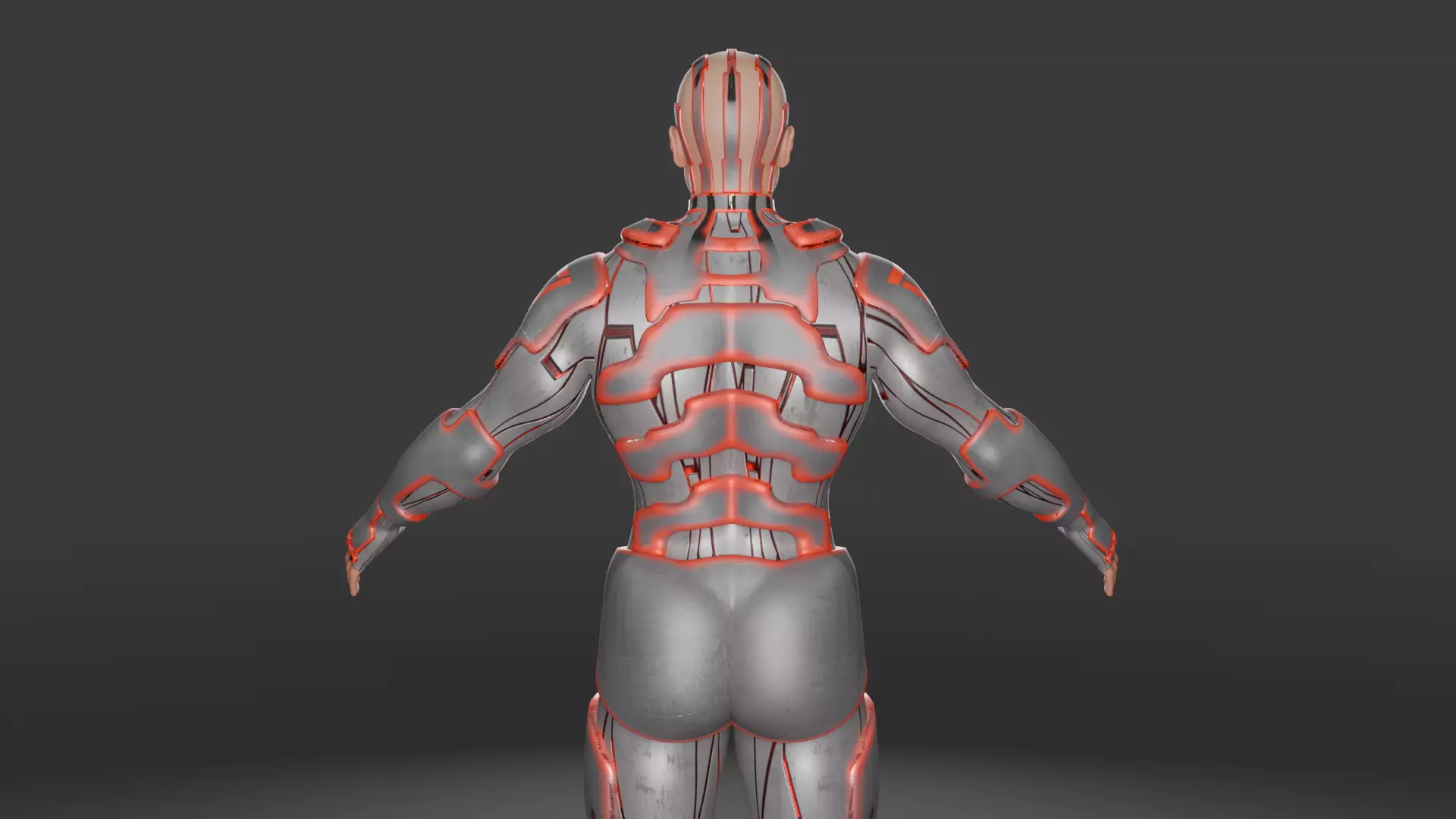 Futuristic Armored Superhero Rigged 3D Character Low-poly 3D model_3