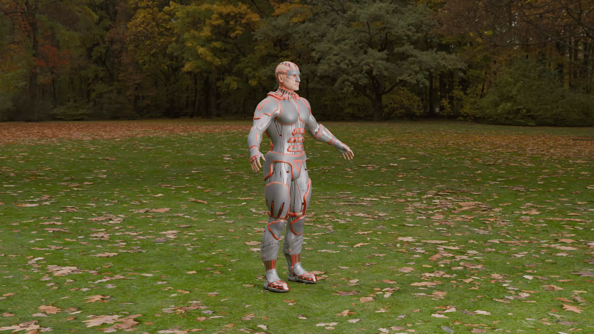 Futuristic Armored Superhero Rigged 3D Character Low-poly 3D model_9