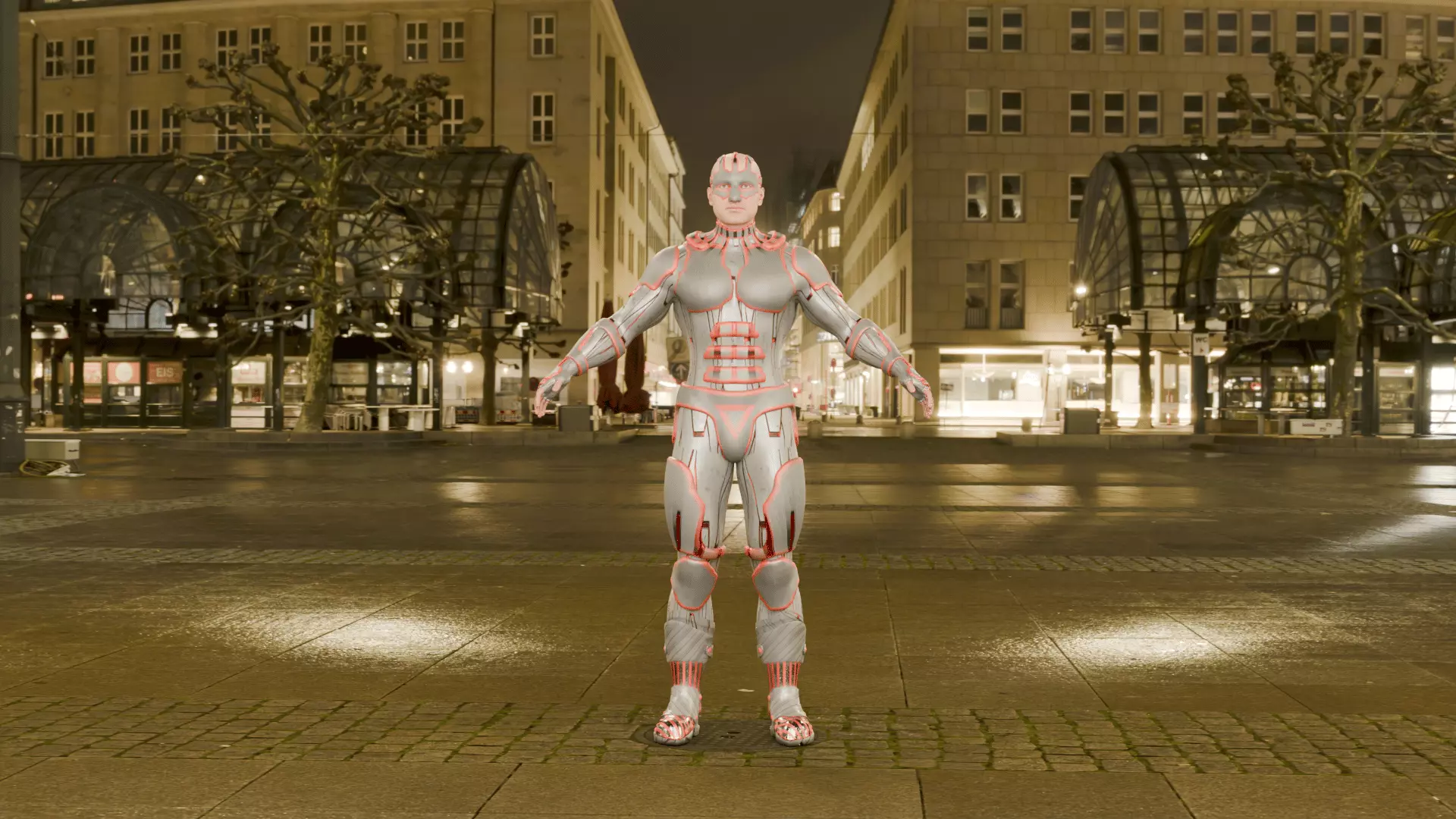 Futuristic Armored Superhero Rigged 3D Character Low-poly 3D model_5