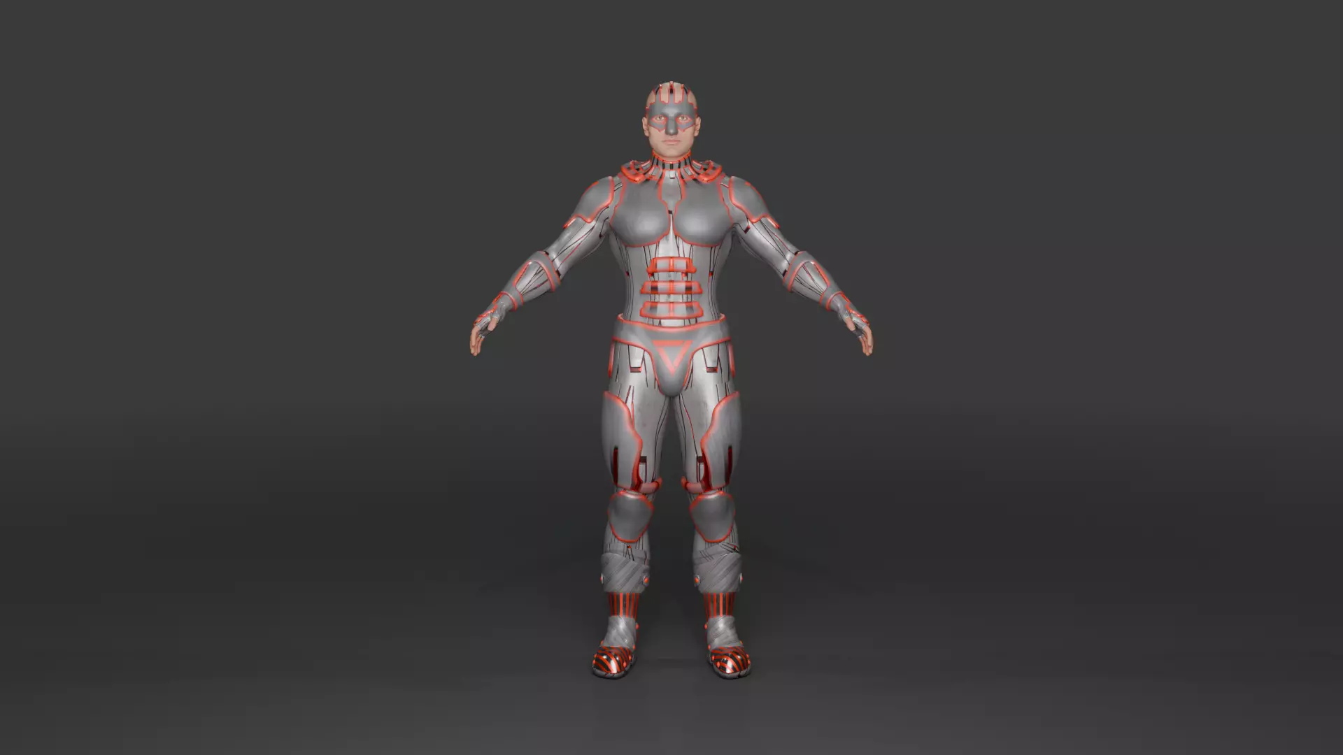 Futuristic Armored Superhero Rigged 3D Character Low-poly 3D model_2
