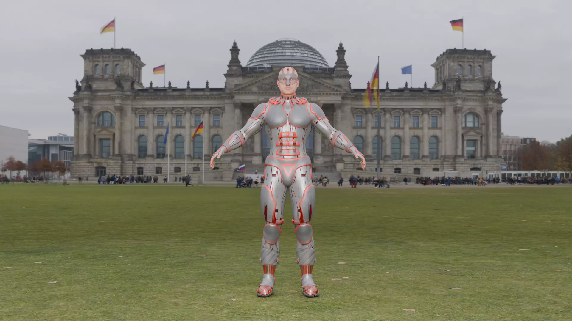 Futuristic Armored Superhero Rigged 3D Character Low-poly 3D model_7