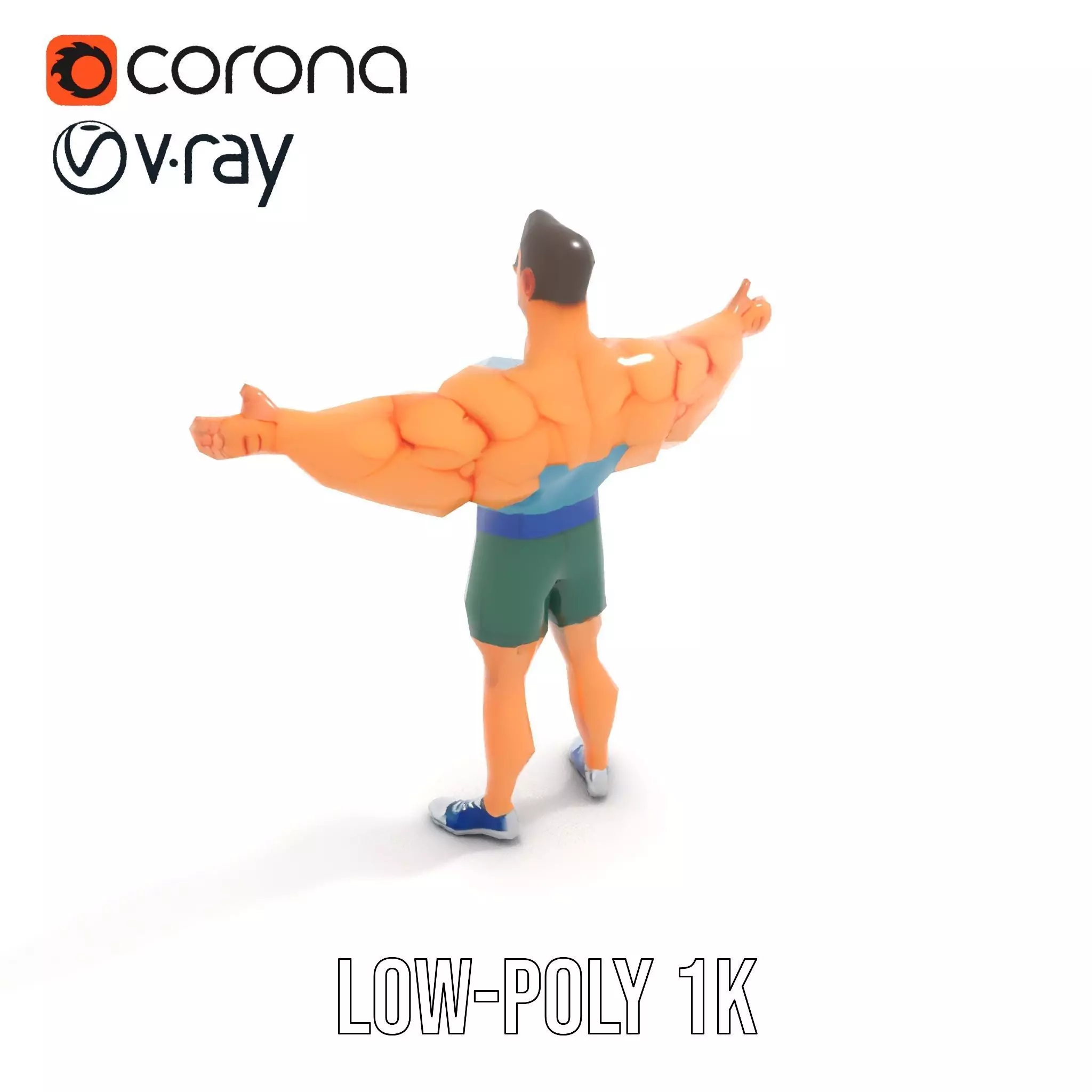 Animated Muscle Hero model pack Low-poly 3D model_19