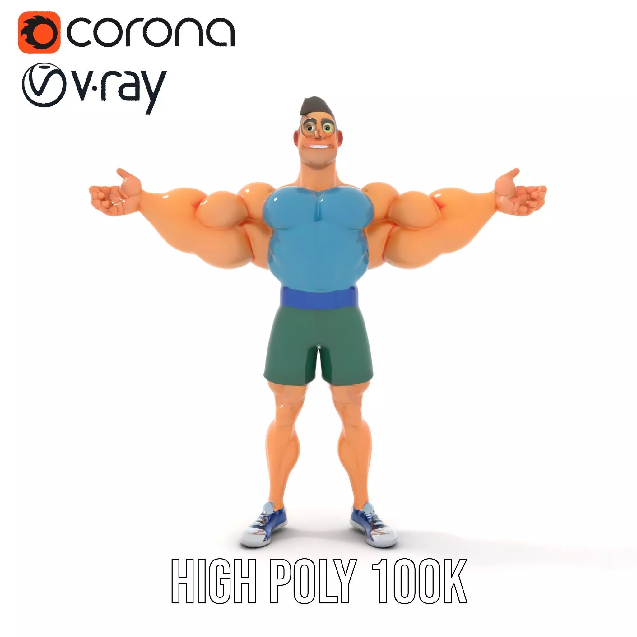 Animated Muscle Hero model pack Low-poly 3D model_20